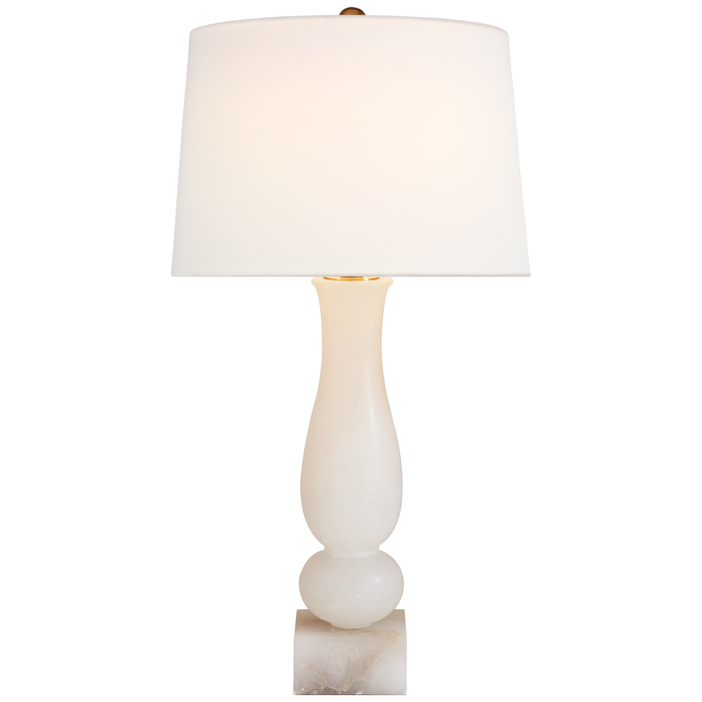 Contemporary Balustrade Table Lamp in Alabaster with Linen Shade