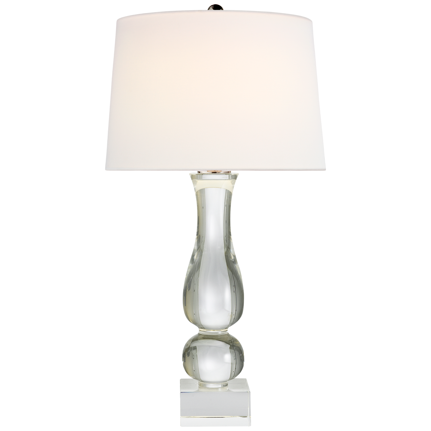 Contemporary Balustrade Table Lamp in Crystal with Linen Shade