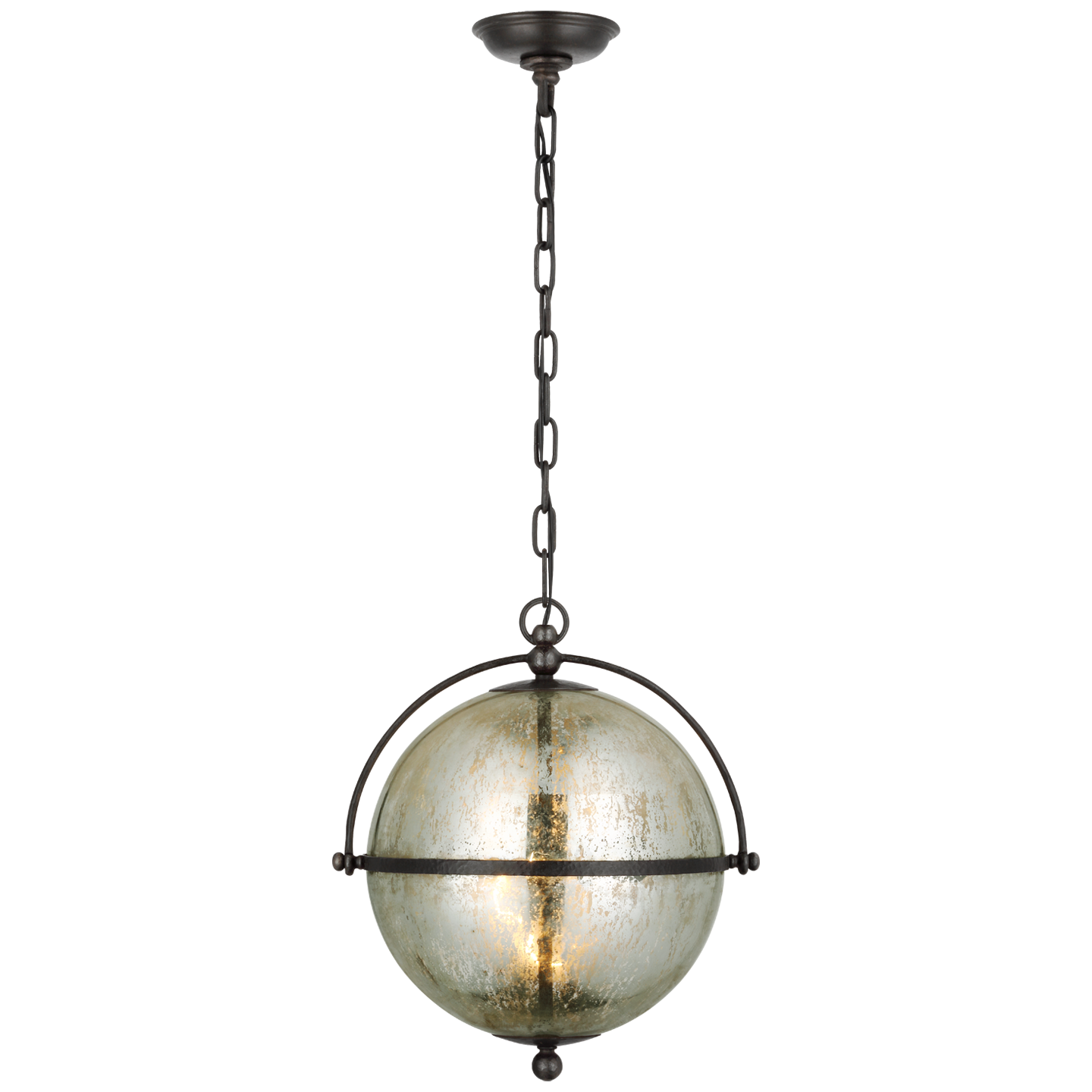 Bayridge Large Pendant in Aged Iron with Antique Mercury Glass