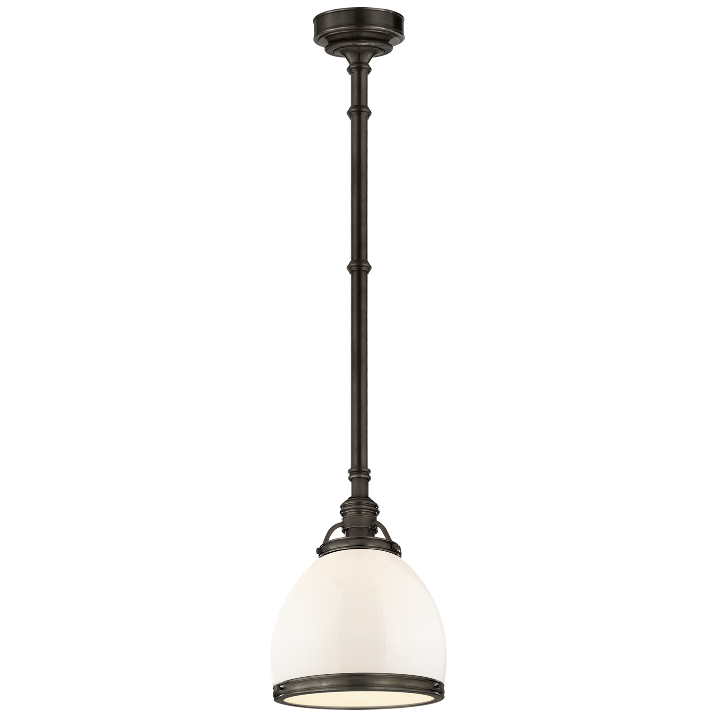 Sloane Single Pendant in Bronze with White Glass