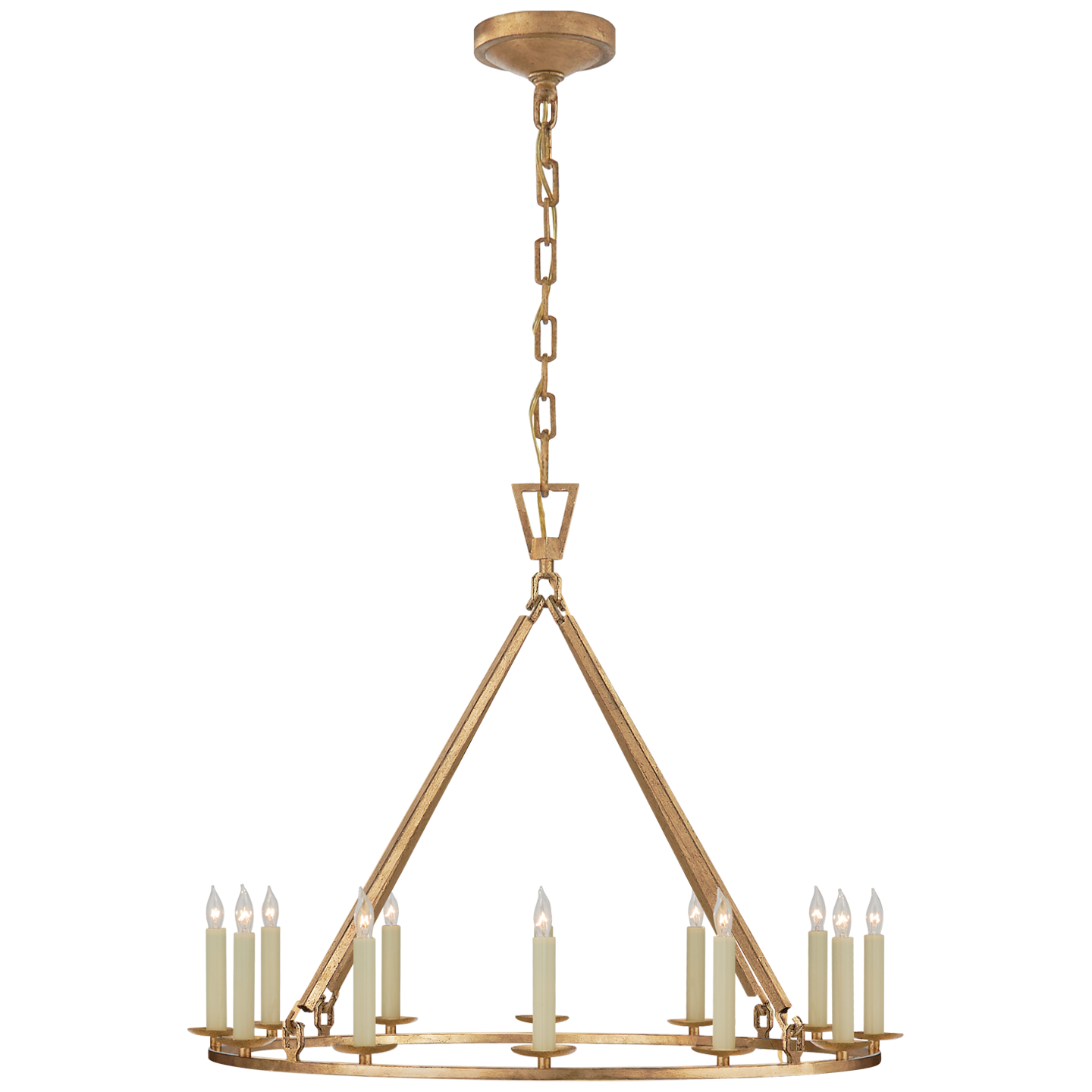 Darlana Medium Single Ring Chandelier in Gilded Iron
