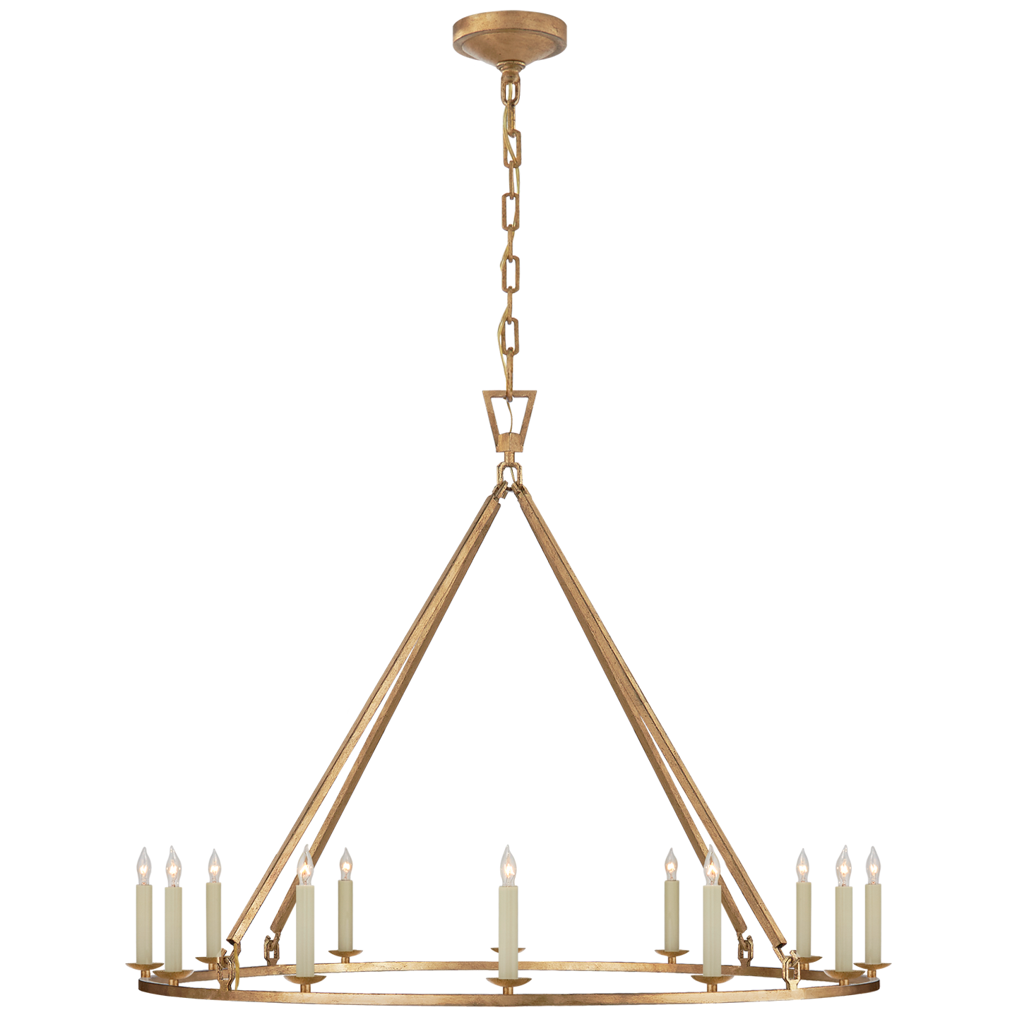 Darlana Large Single Ring Chandelier in Gilded Iron
