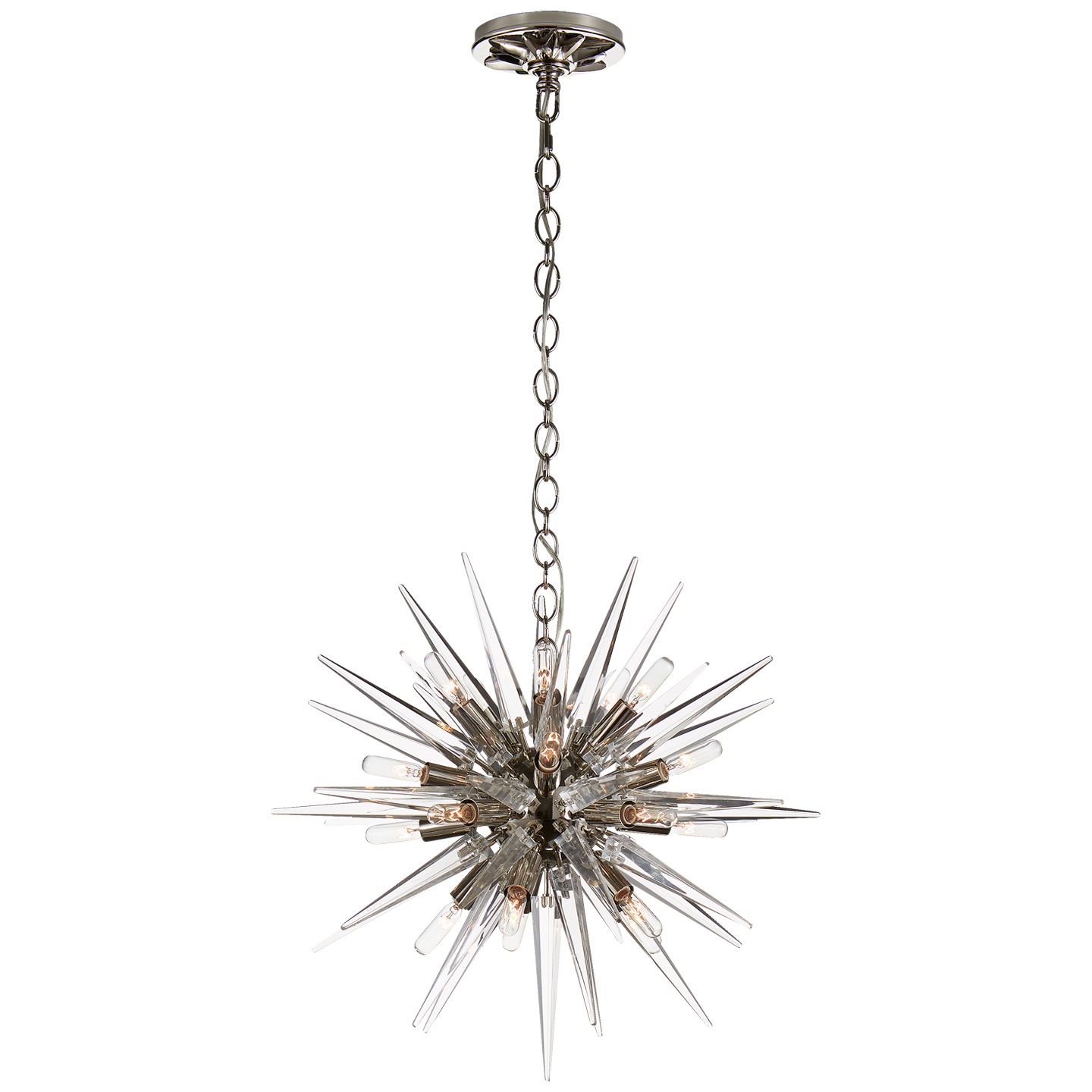 Quincy Small Sputnik Chandelier in Polished Nickel with Clear Acrylic