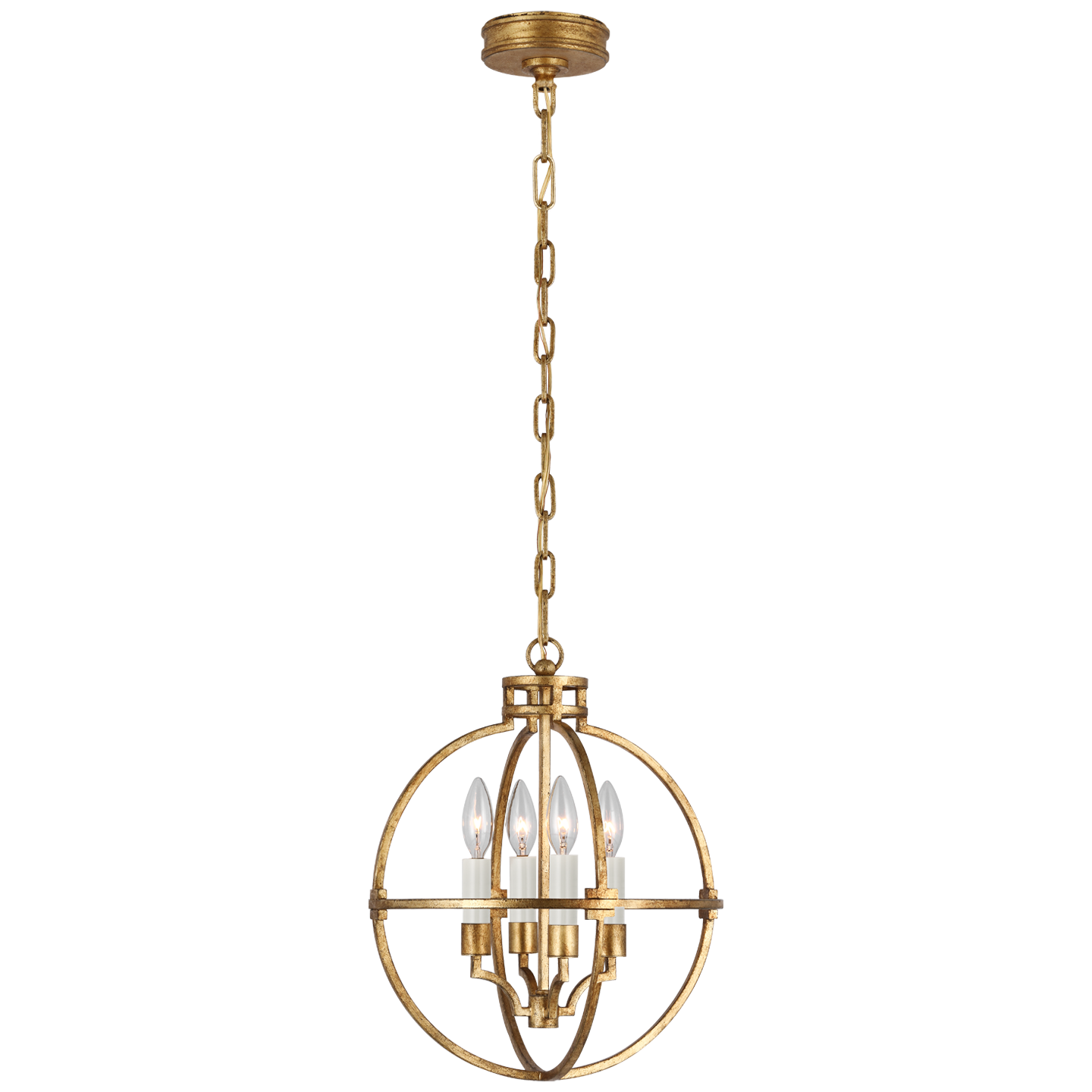 Lexie 14" Globe Lantern in Gilded Iron