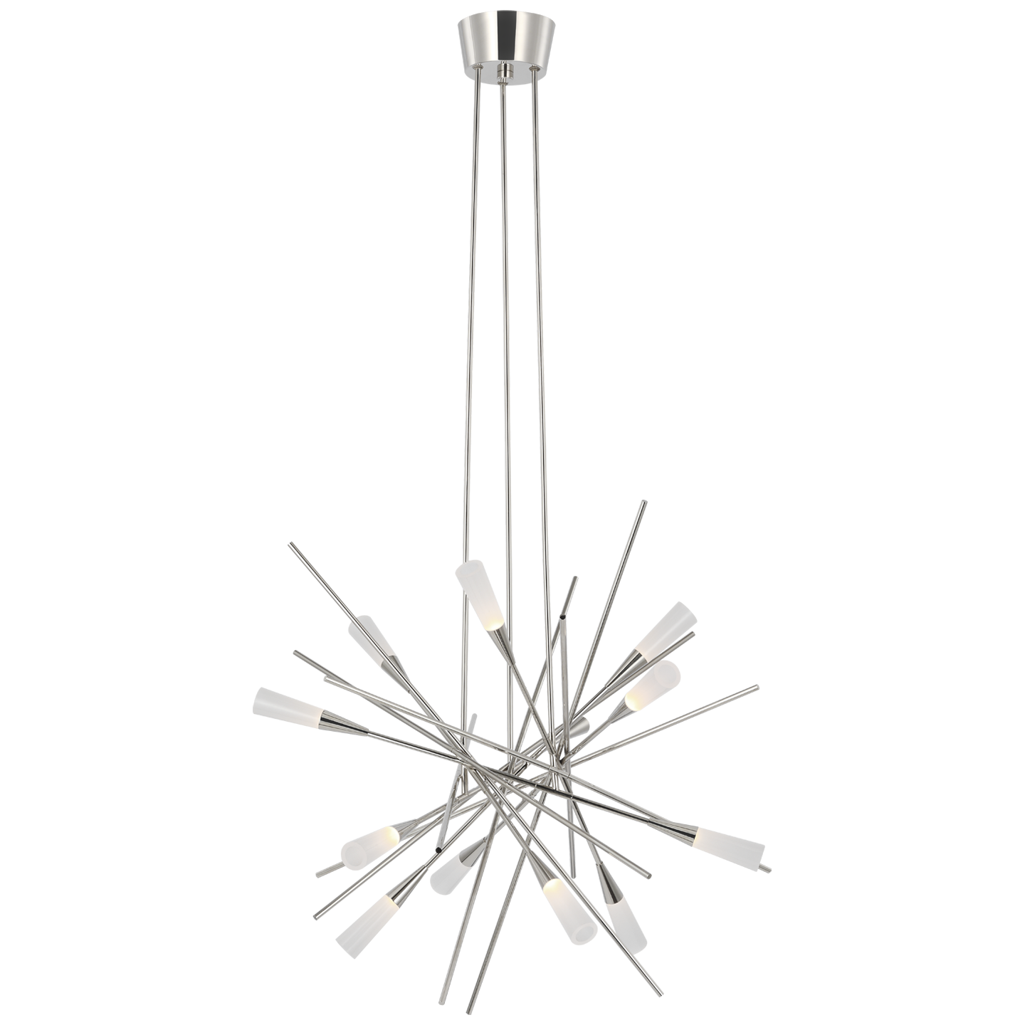Stellar Medium Chandelier in Polished Nickel with Frosted Acrylic