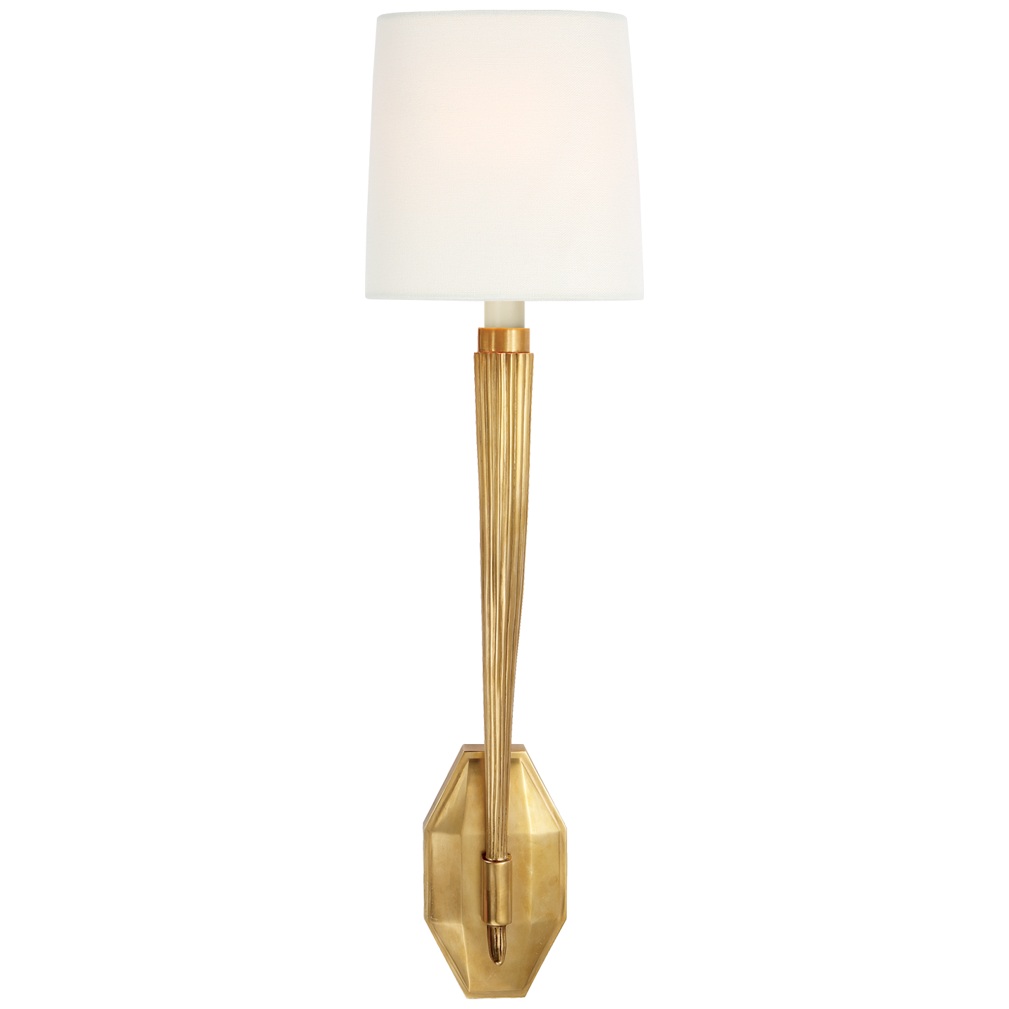 Ruhlmann Single Sconce in Antique-Burnished Brass with Linen Shade