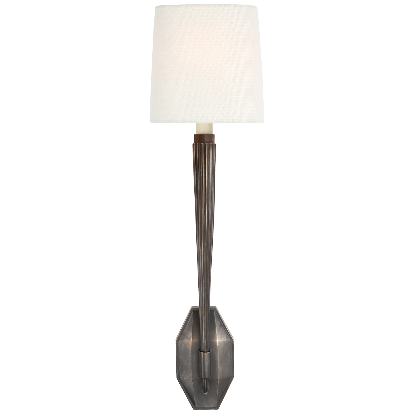 Ruhlmann Single Sconce in Bronze with Linen Shade