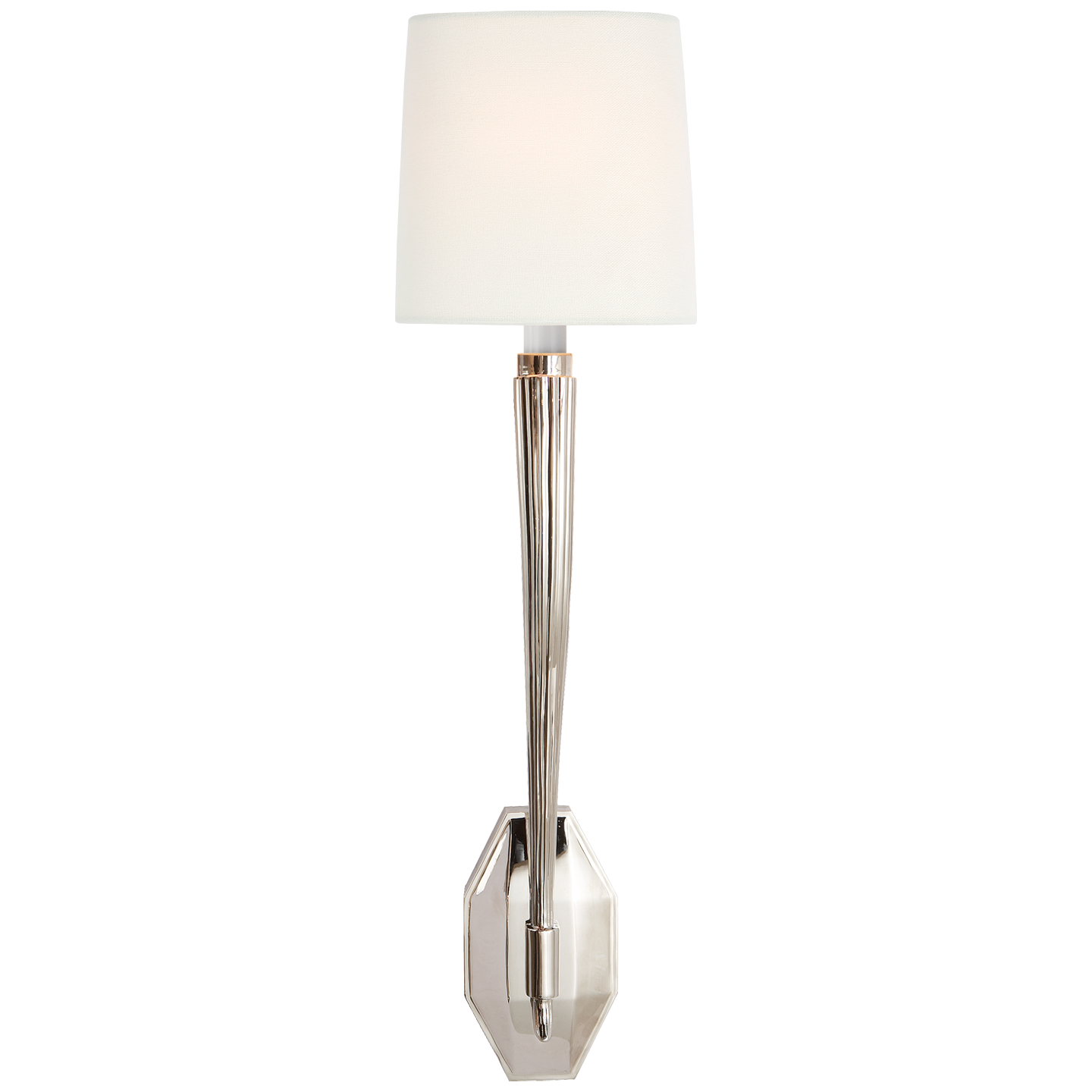 Ruhlmann Single Sconce in Polished Nickel with Linen Shade