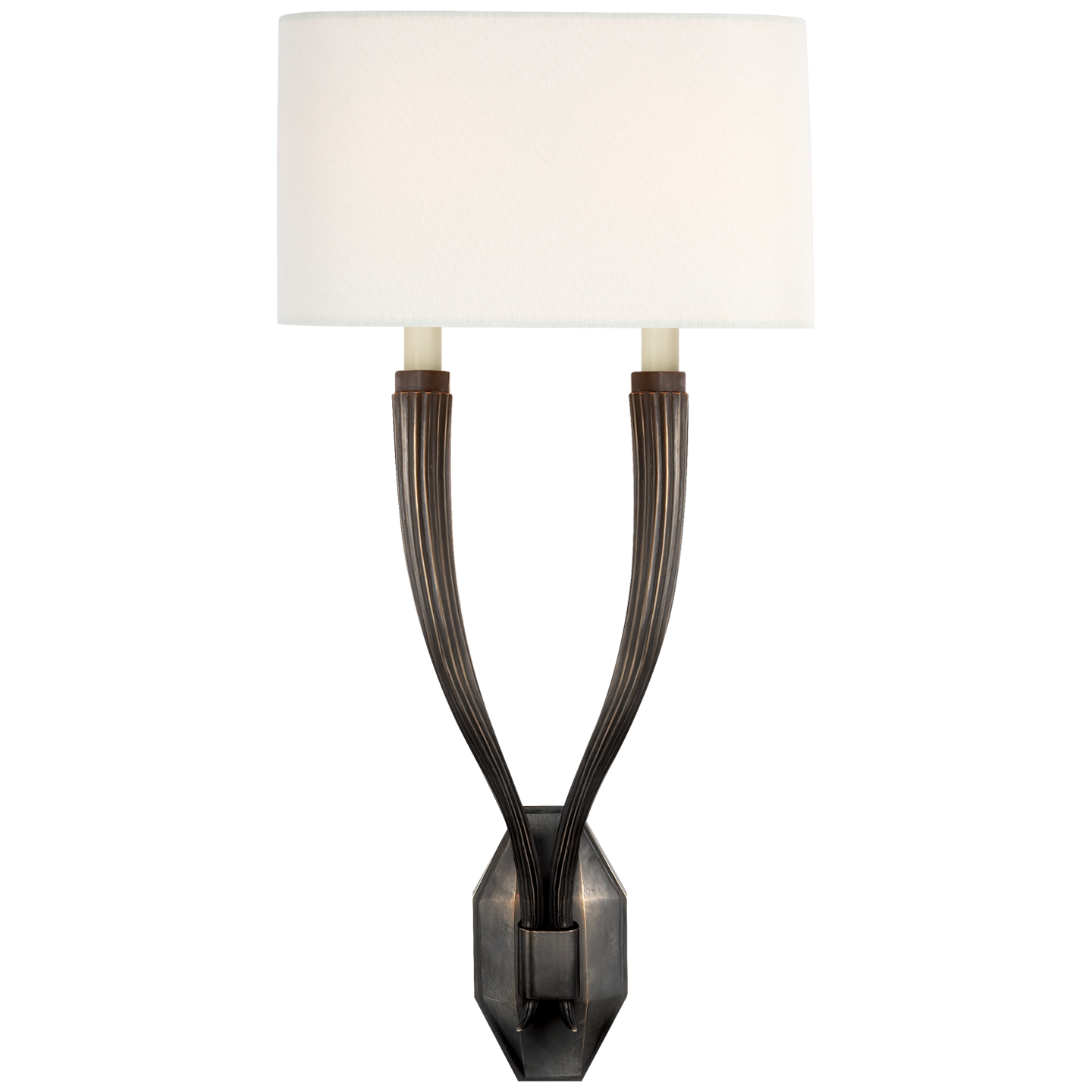 Ruhlmann Double Sconce in Bronze with Linen Shade