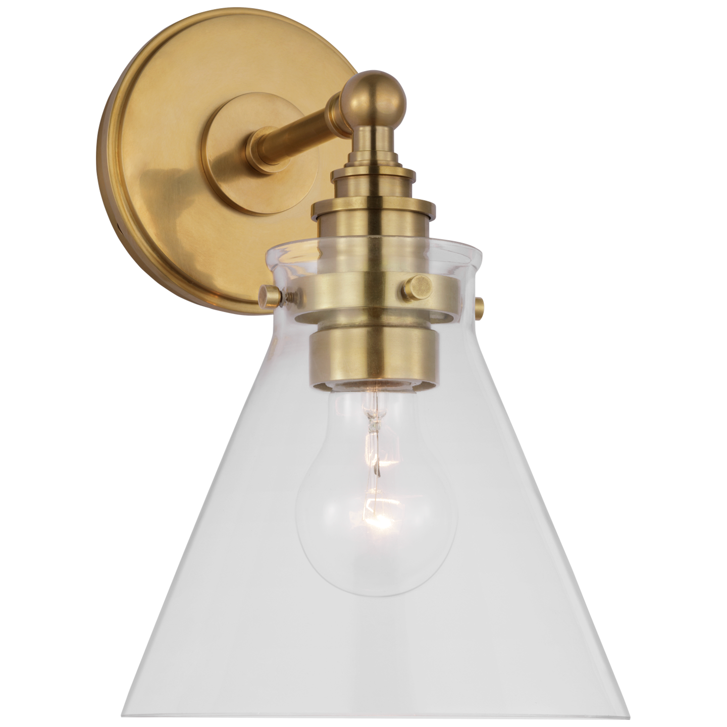 Parkington Small Single Wall Light in Antique-Burnished Brass with Clear Glass