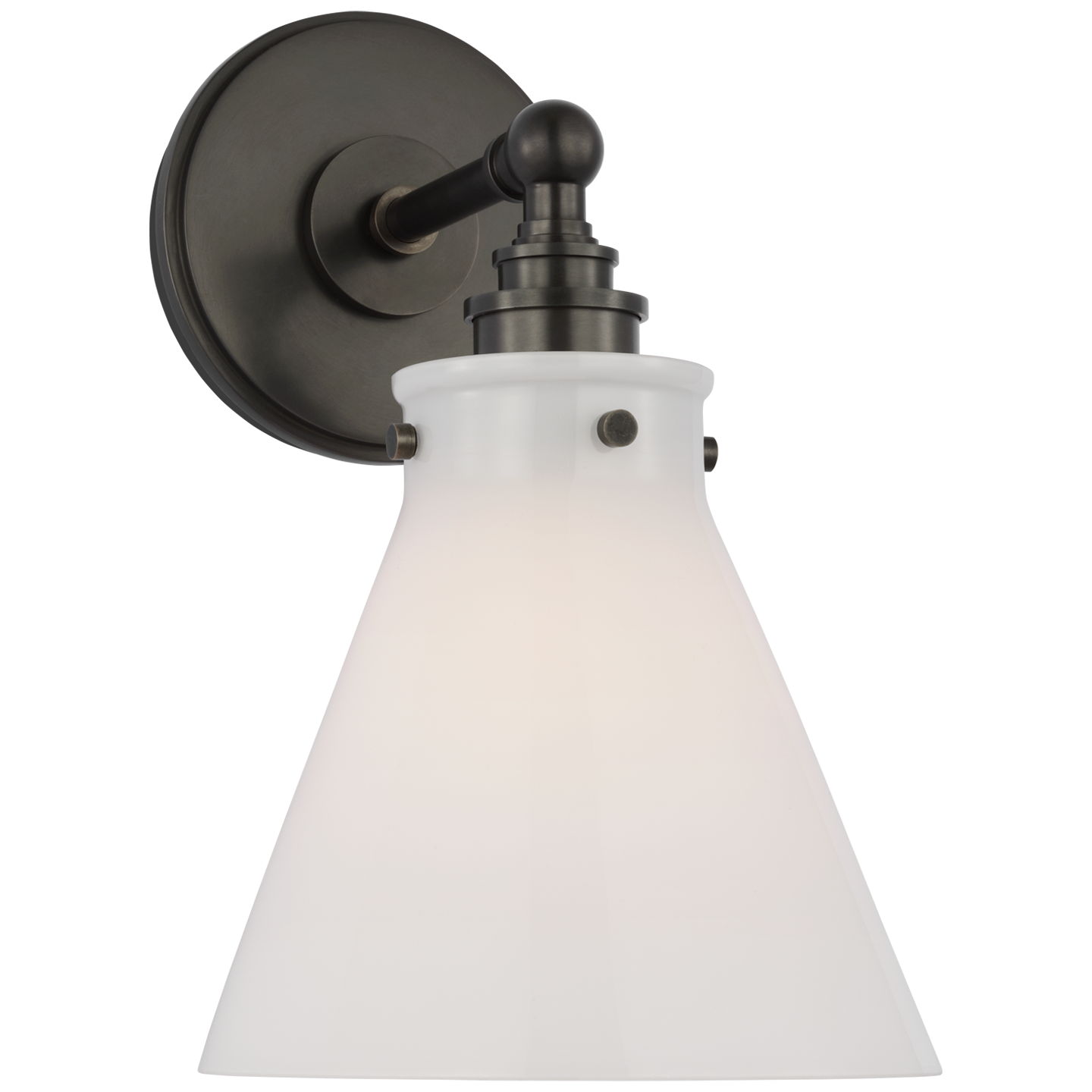 Parkington Small Single Wall Light in Bronze with White Glass