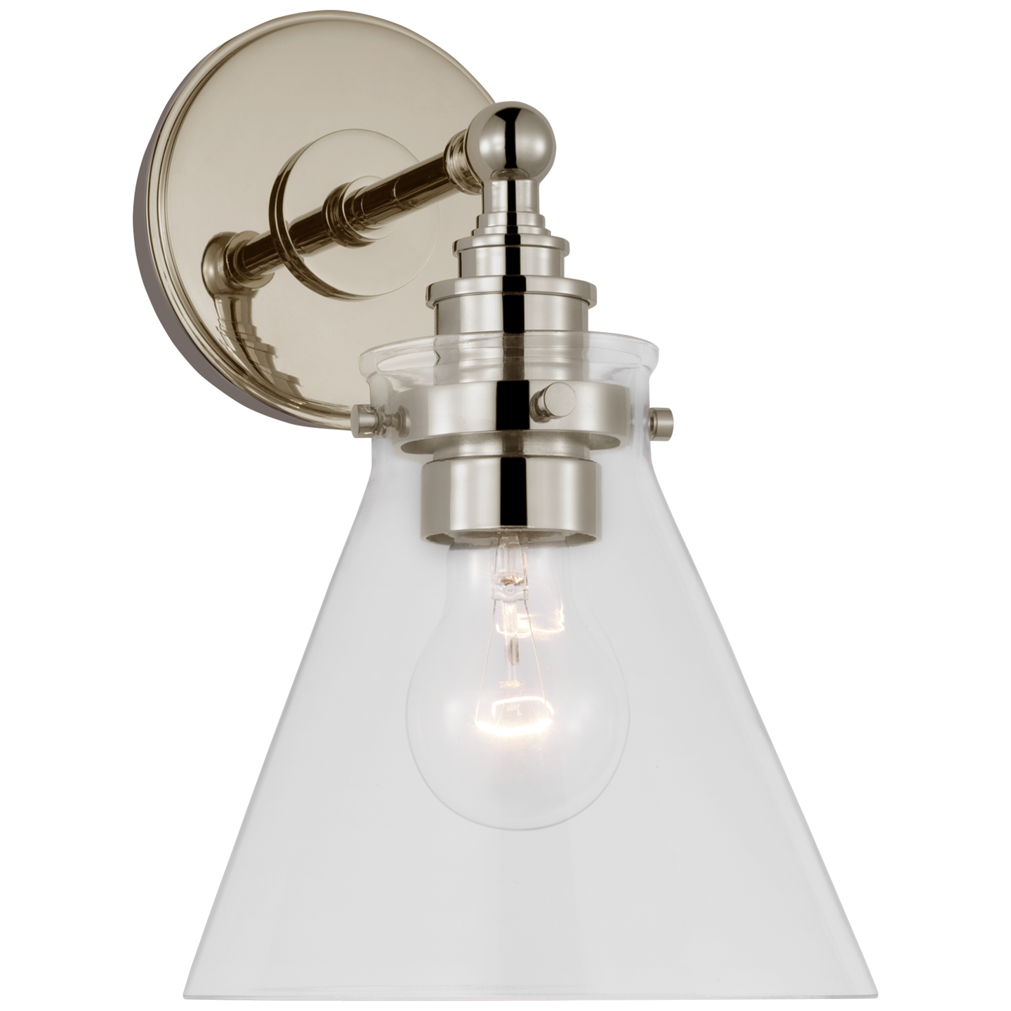 Parkington Small Single Wall Light in Polished Nickel with Clear Glass
