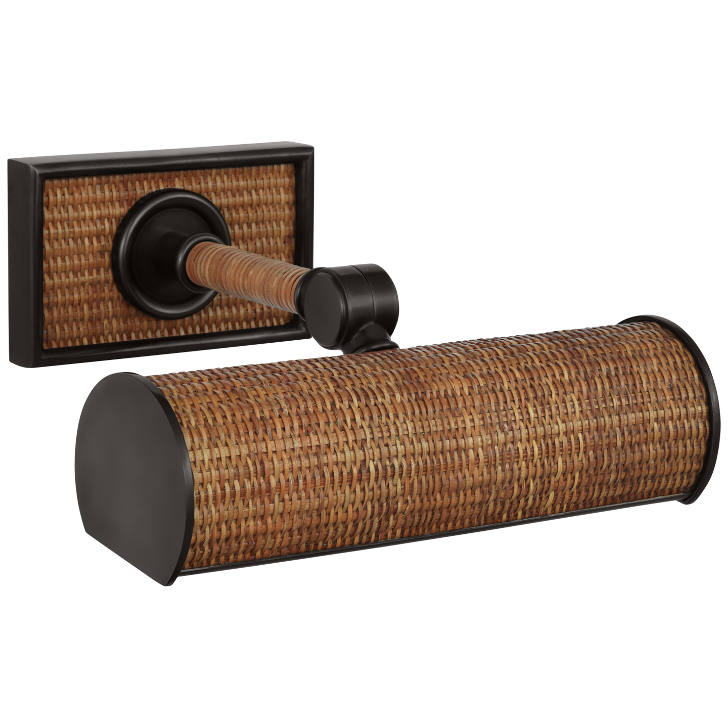 Halwell 8" Picture Light in Bronze and Natural Woven Rattan