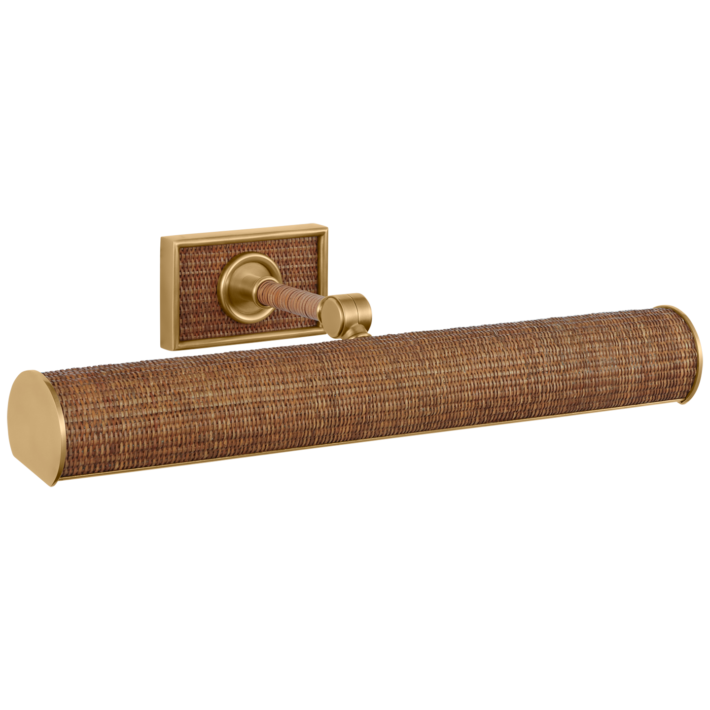 Halwell 18" Picture Light in Brass and Natural Woven Rattan