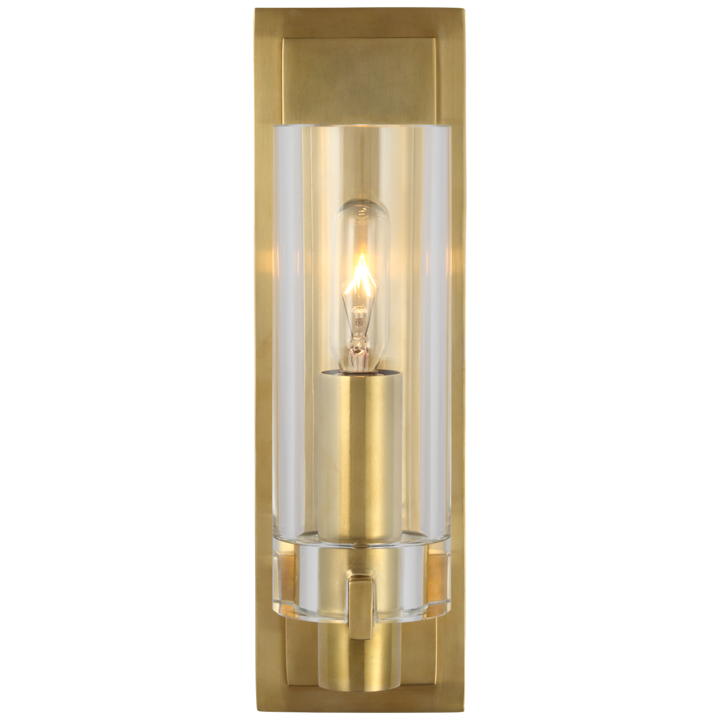 Sonnet Petite Single Sconce in Antique-Burnished Brass with Clear Glass