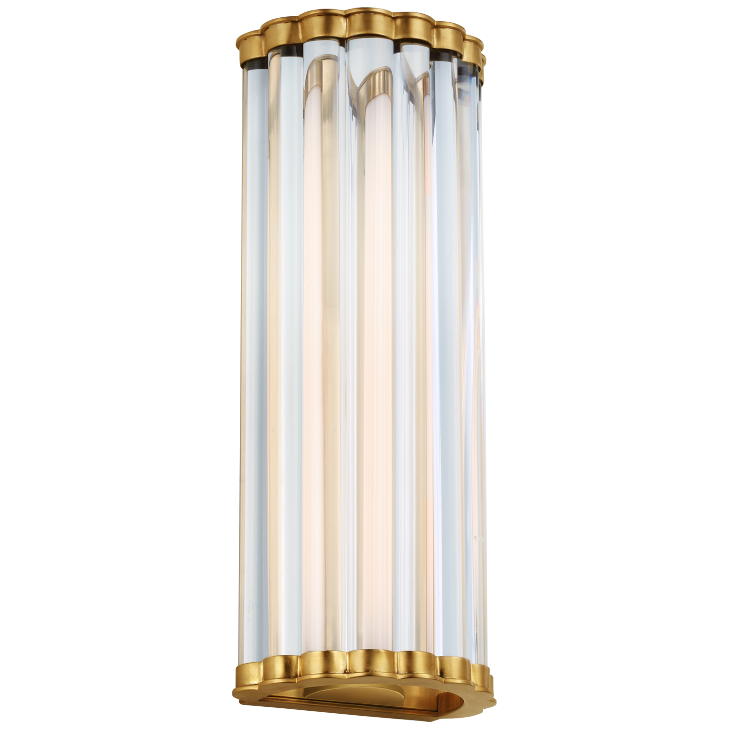 Kean 14" Sconce in Antique-Burnished Brass with Clear Glass Rods