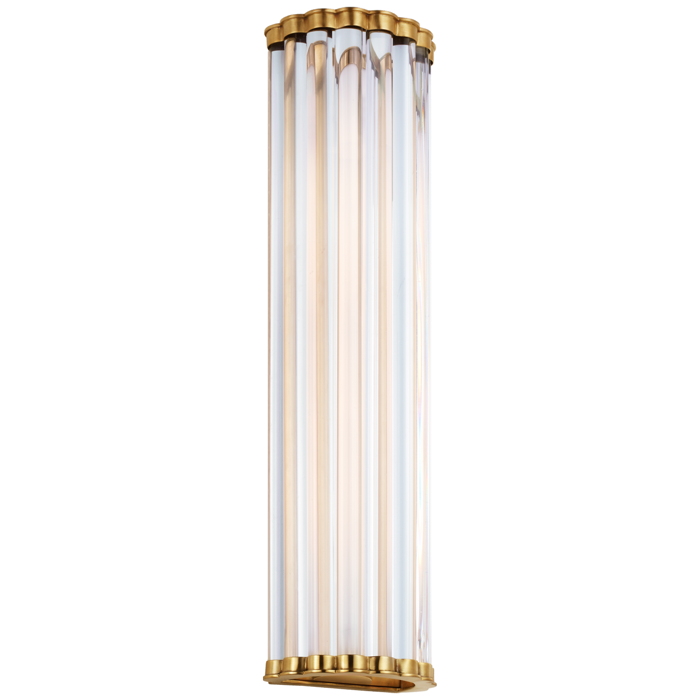 Kean 21" Sconce in Antique-Burnished Brass with Clear Glass Rods