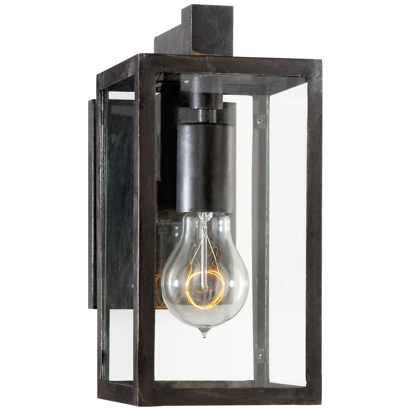 Fresno Framed Short Sconce in Aged Iron with Clear Glass