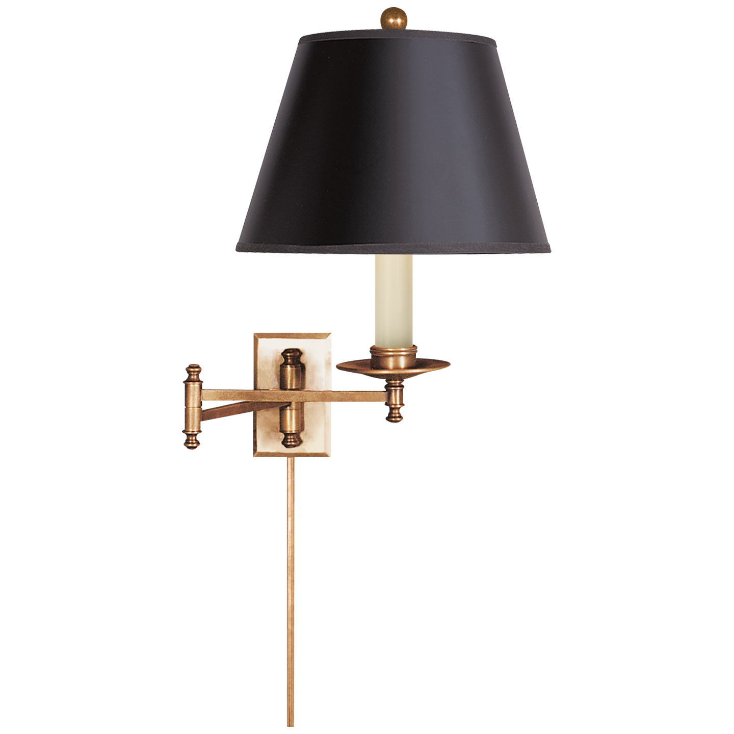 Dorchester Swing Arm in Antique-Burnished Brass with Black Shade