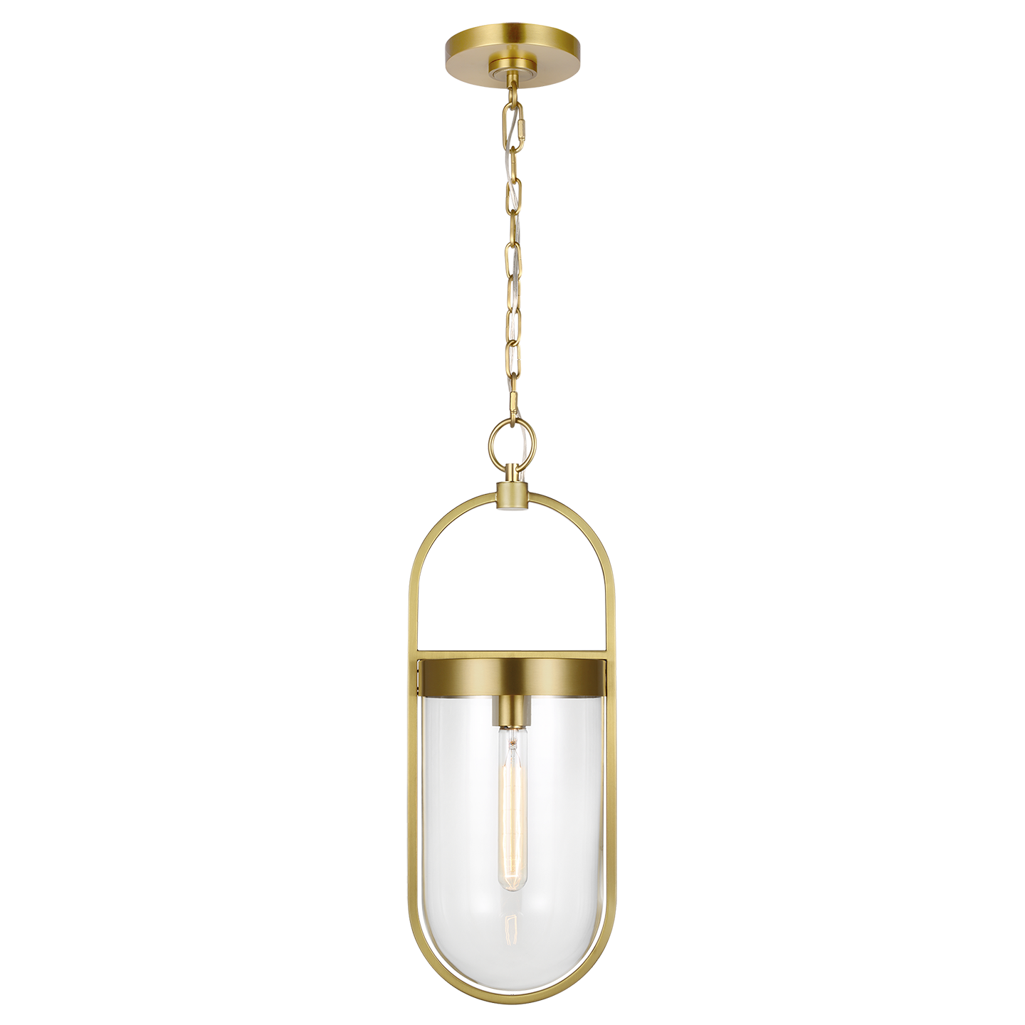 Blaine Small Pendant in Burnished Brass with Clear Glass