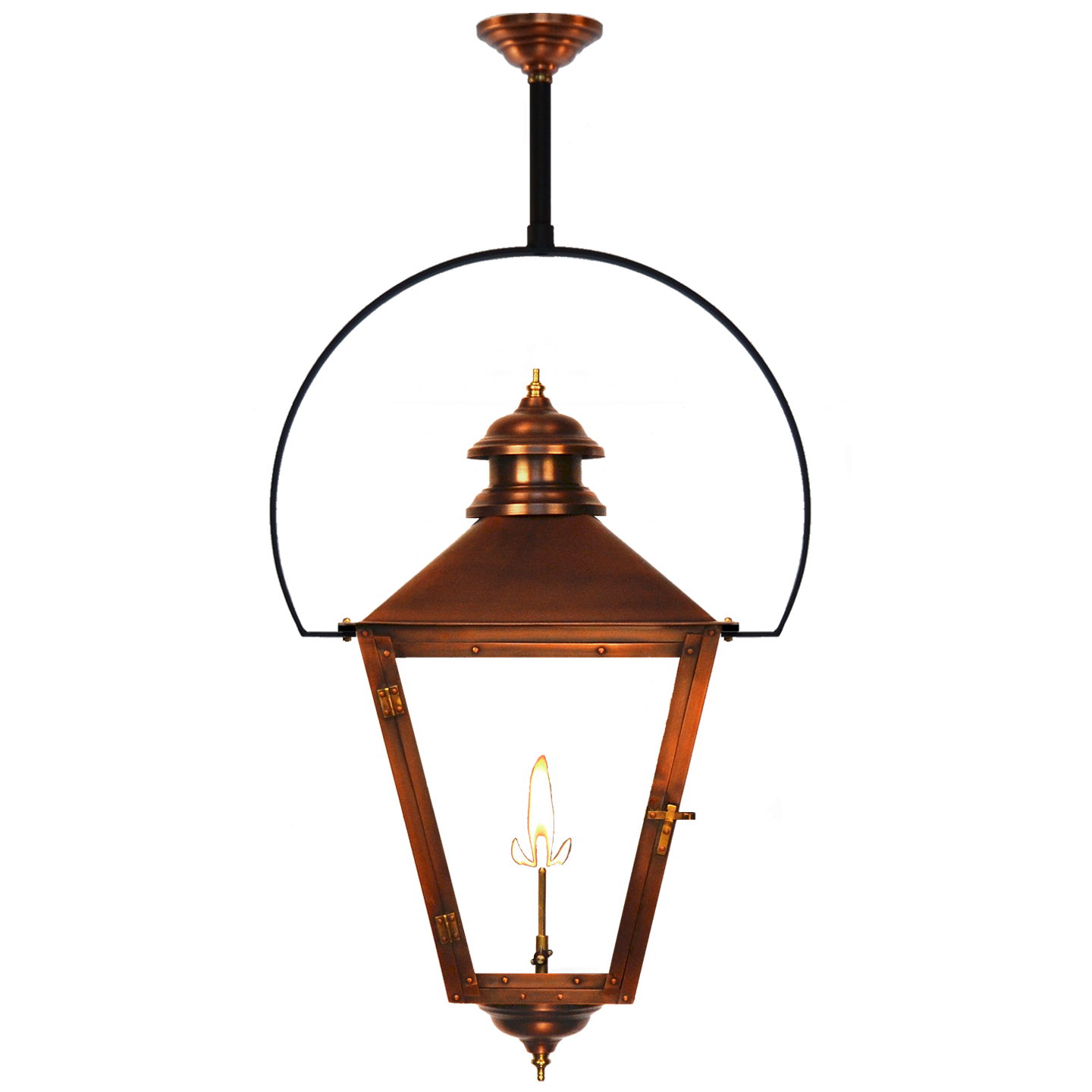 Adams Street 18.5" Classic Yoke Ceiling Lantern in Antique Copper, Gas Propane Tip