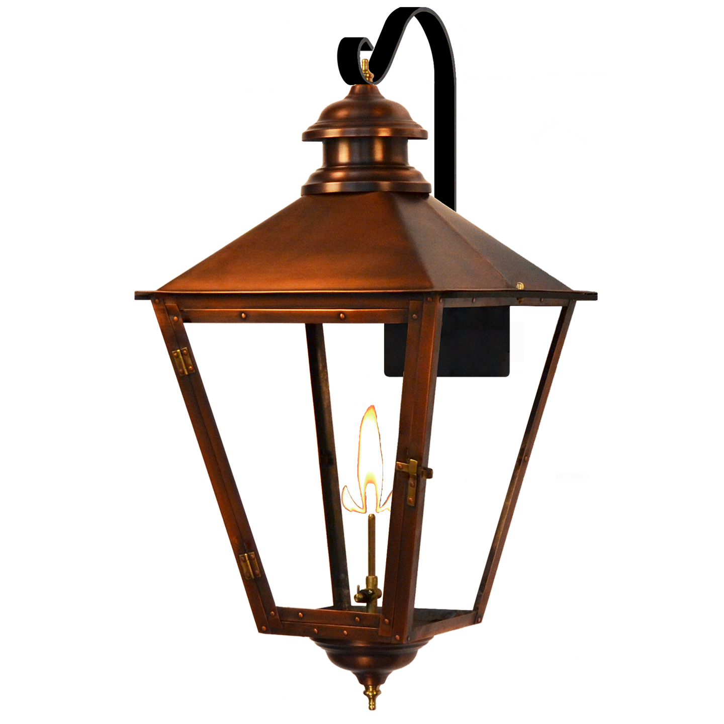 Adams Street 18.5" Farmhouse Hook Lantern in Antique Copper, Gas