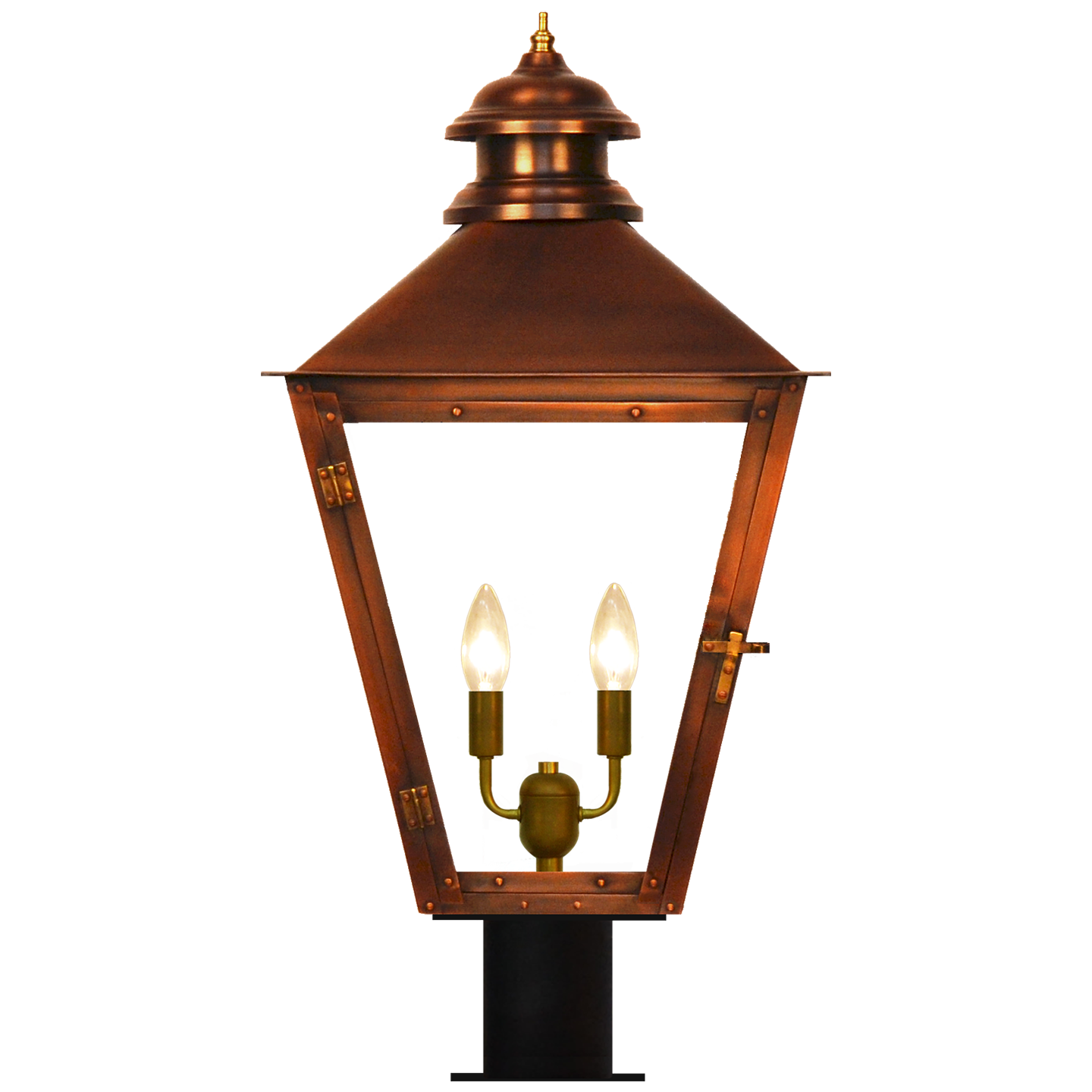 Adams Street 23" Post Fitter Lantern in Antique Copper, Electric