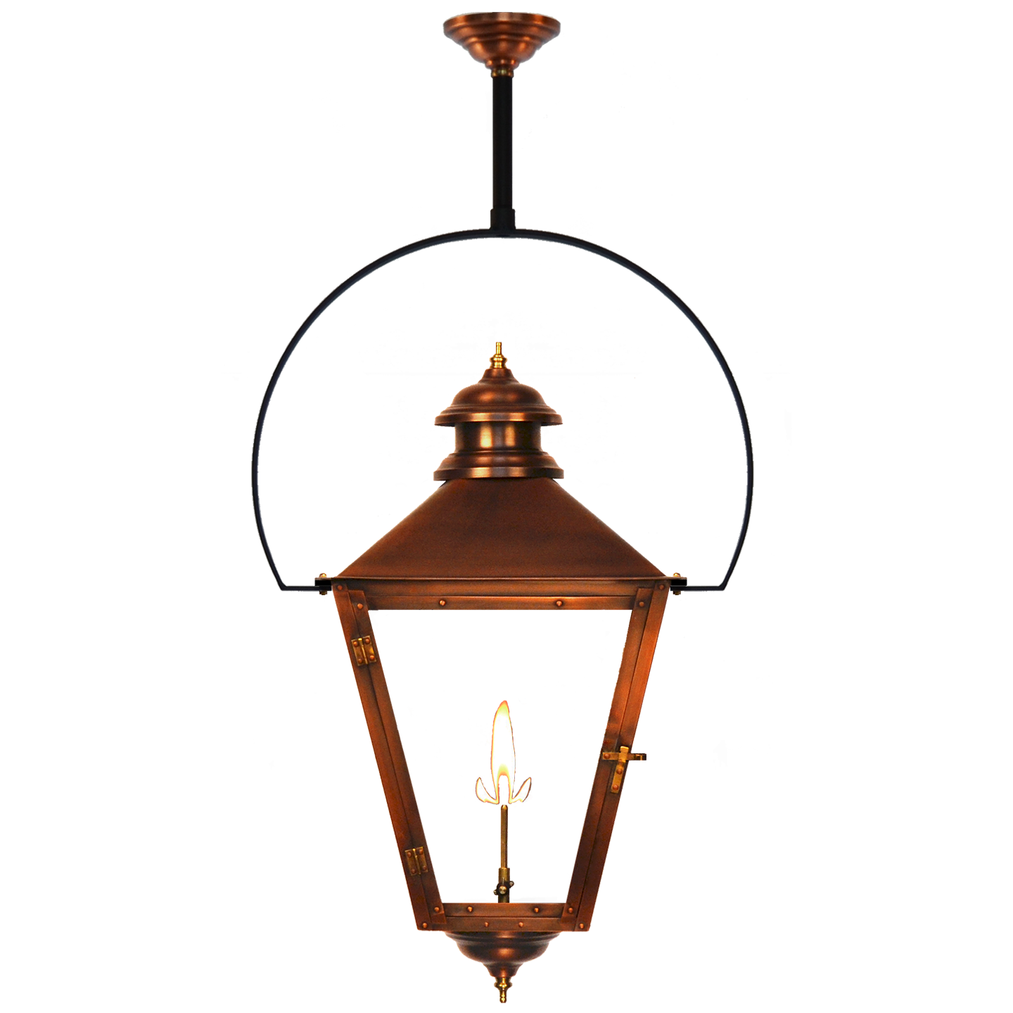 Adams Street 23" Classic Yoke Ceiling Lantern in Antique Copper, Gas Propane Tip