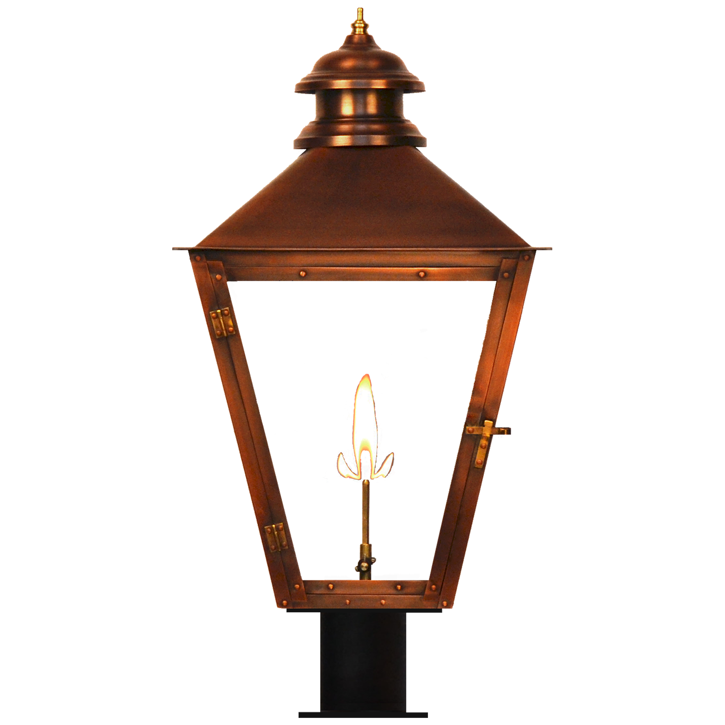 Adams Street 23" Post Fitter Lantern in Antique Copper, Gas Propane Tip