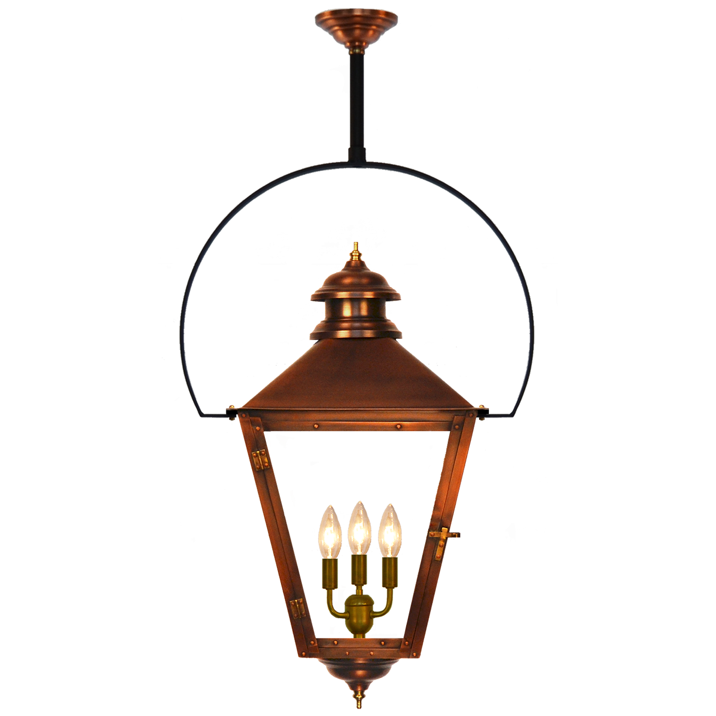 Adams Street 28.5" Classic Yoke Ceiling Lantern in Antique Copper, Electric