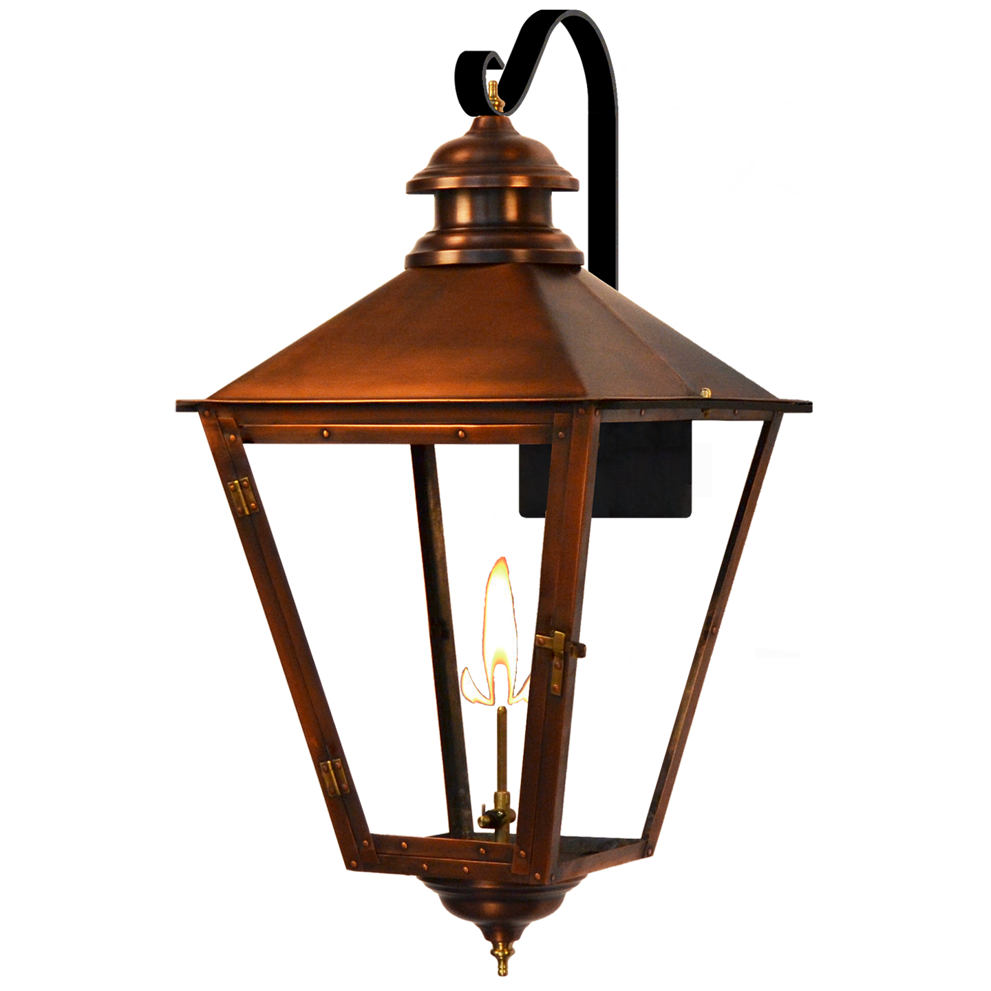 Adams Street 28.5" Farmhouse Hook Lantern in Antique Copper, Gas Propane Tip