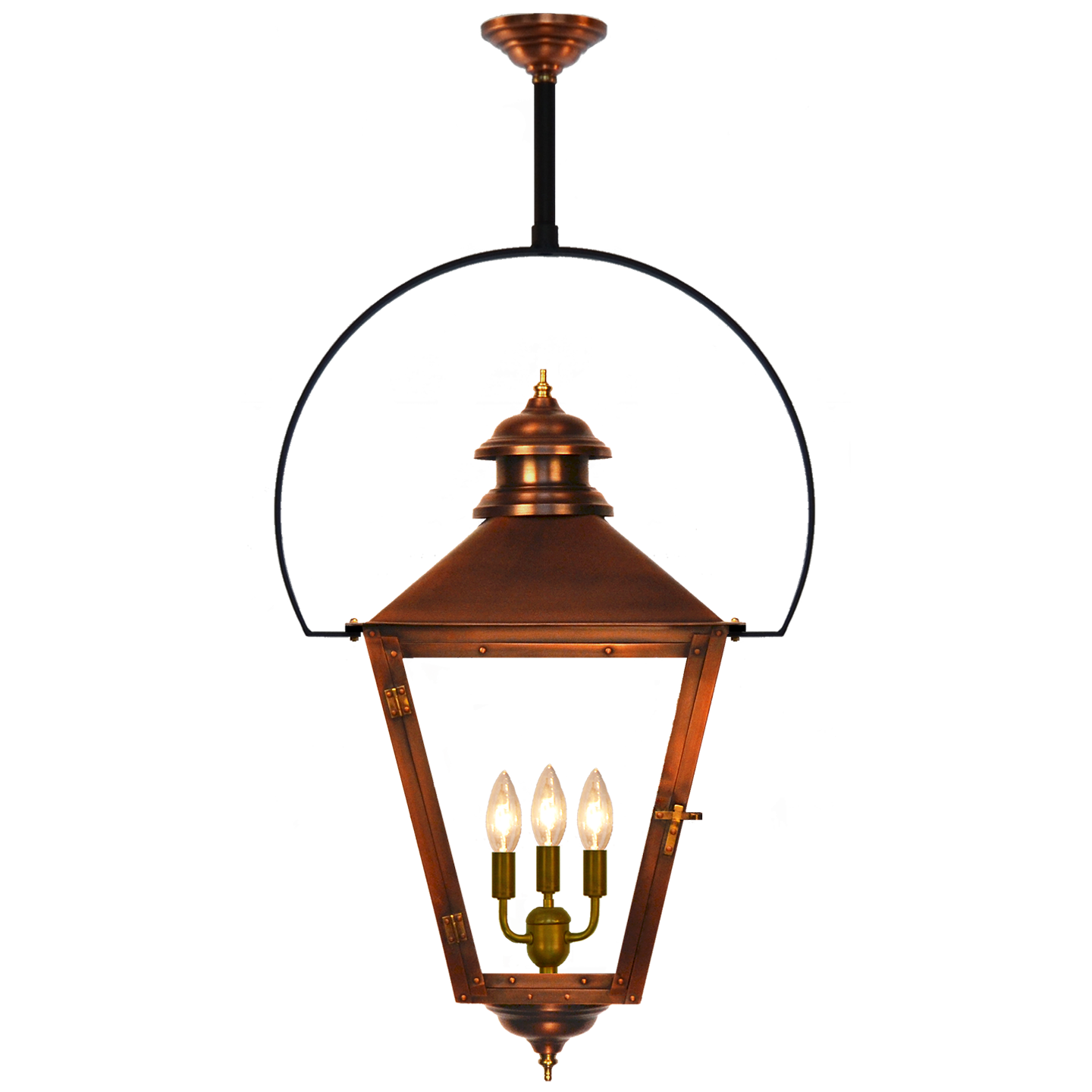 Adams Street 32" Classic Yoke Ceiling Lantern in Antique Copper, Electric