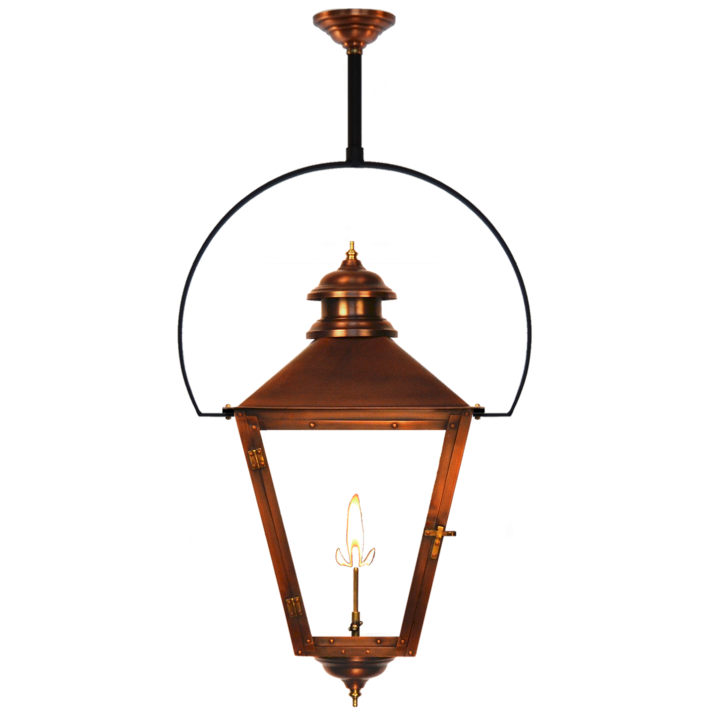 Adams Street 32" Classic Yoke Ceiling Lantern in Antique Copper, Gas Propane Tip