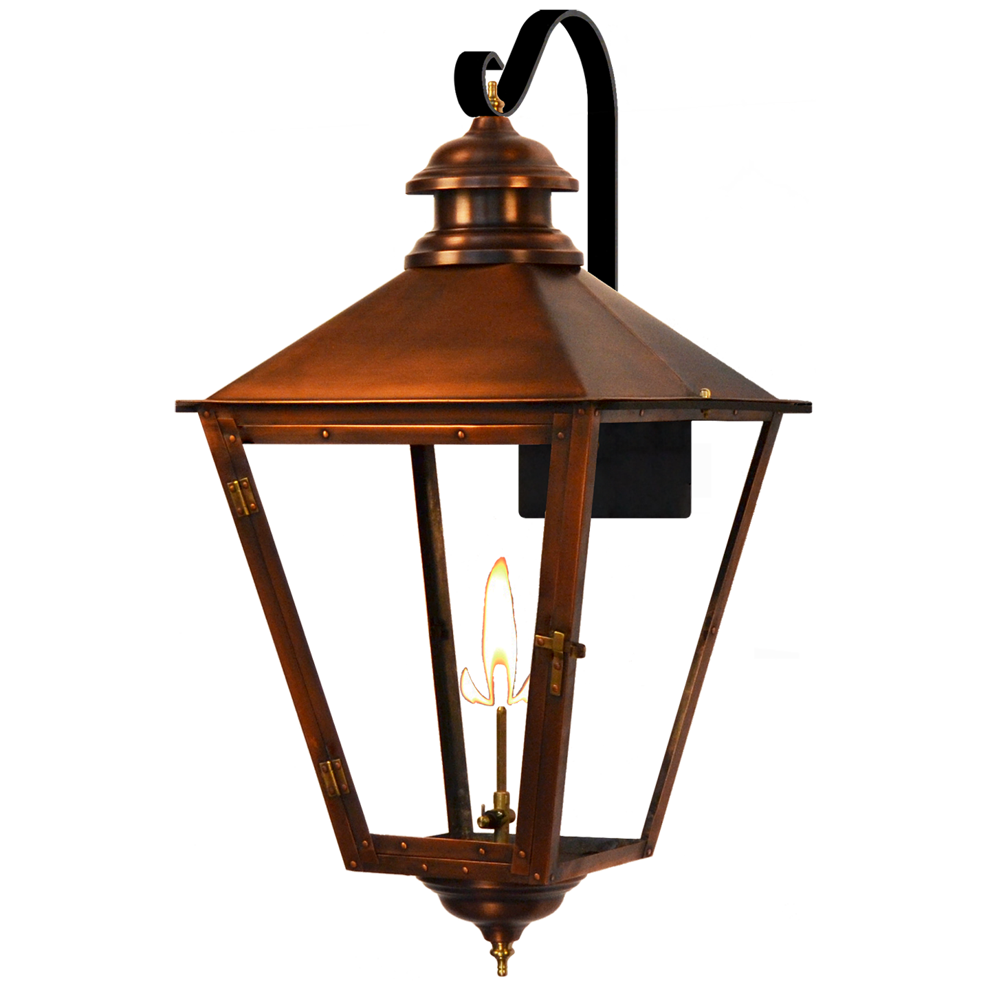 Adams Street 32" Farmhouse Hook Lantern in Antique Copper, Gas Propane Tip
