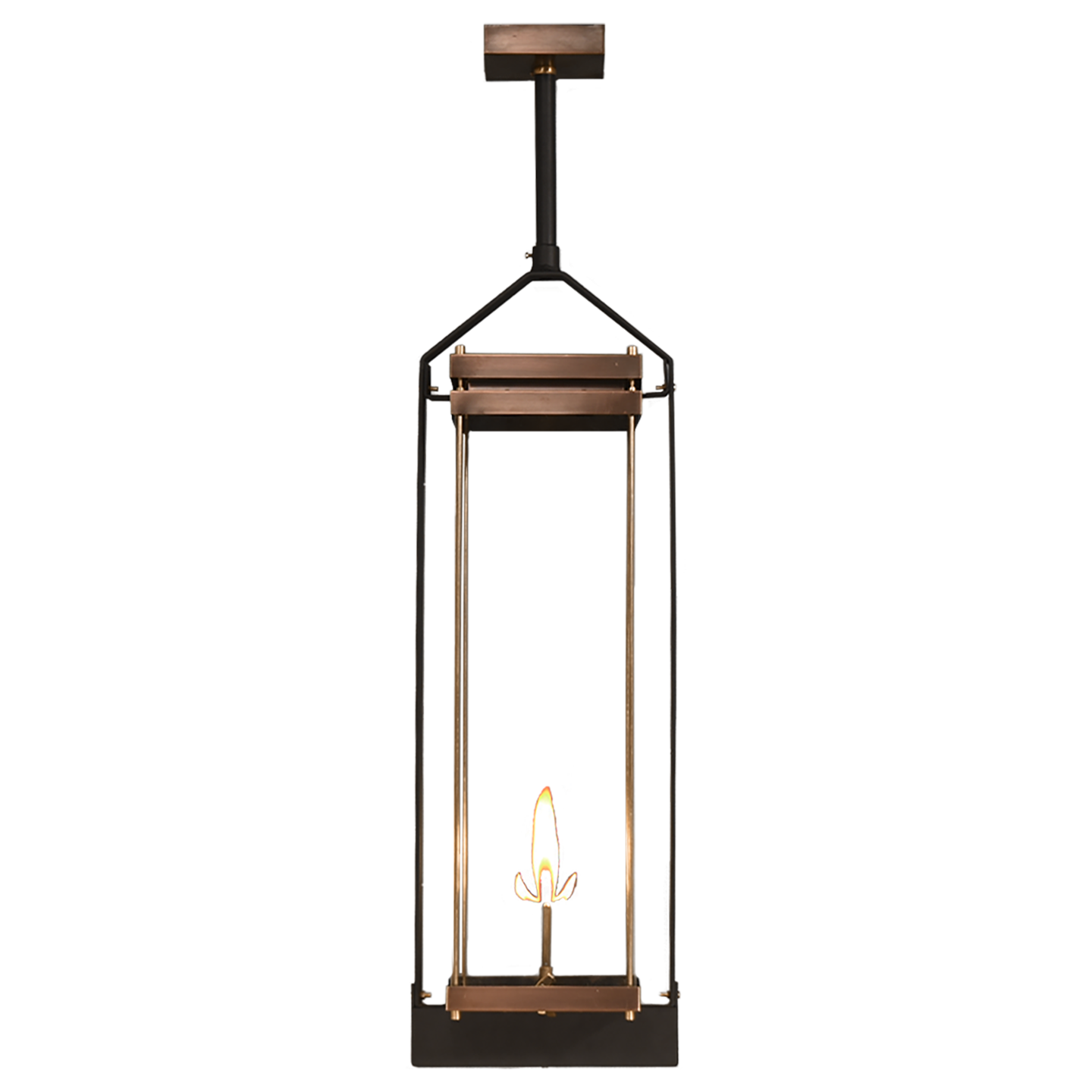 Austin 30" Yoke Ceiling Lantern in Antique Copper, Gas