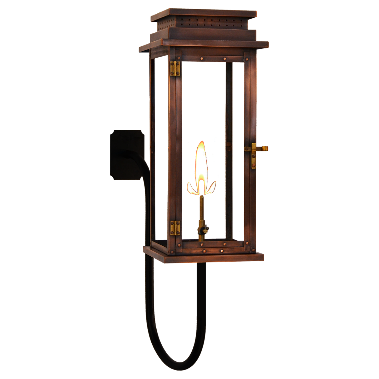 Contempo 18" Gooseneck Wall Lantern in Antique Copper, Gas, Propane Tip