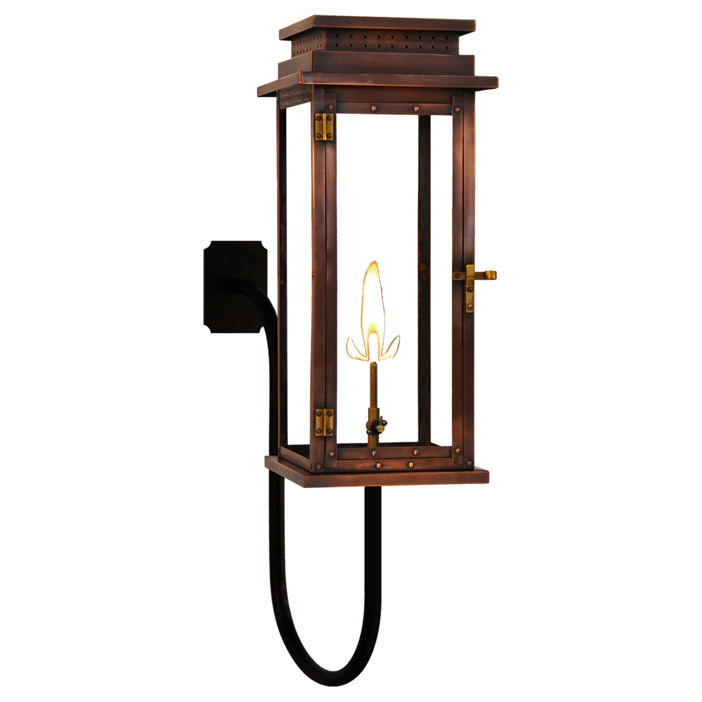 Contempo 24" Gooseneck Wall Lantern in Antique Copper, Gas
