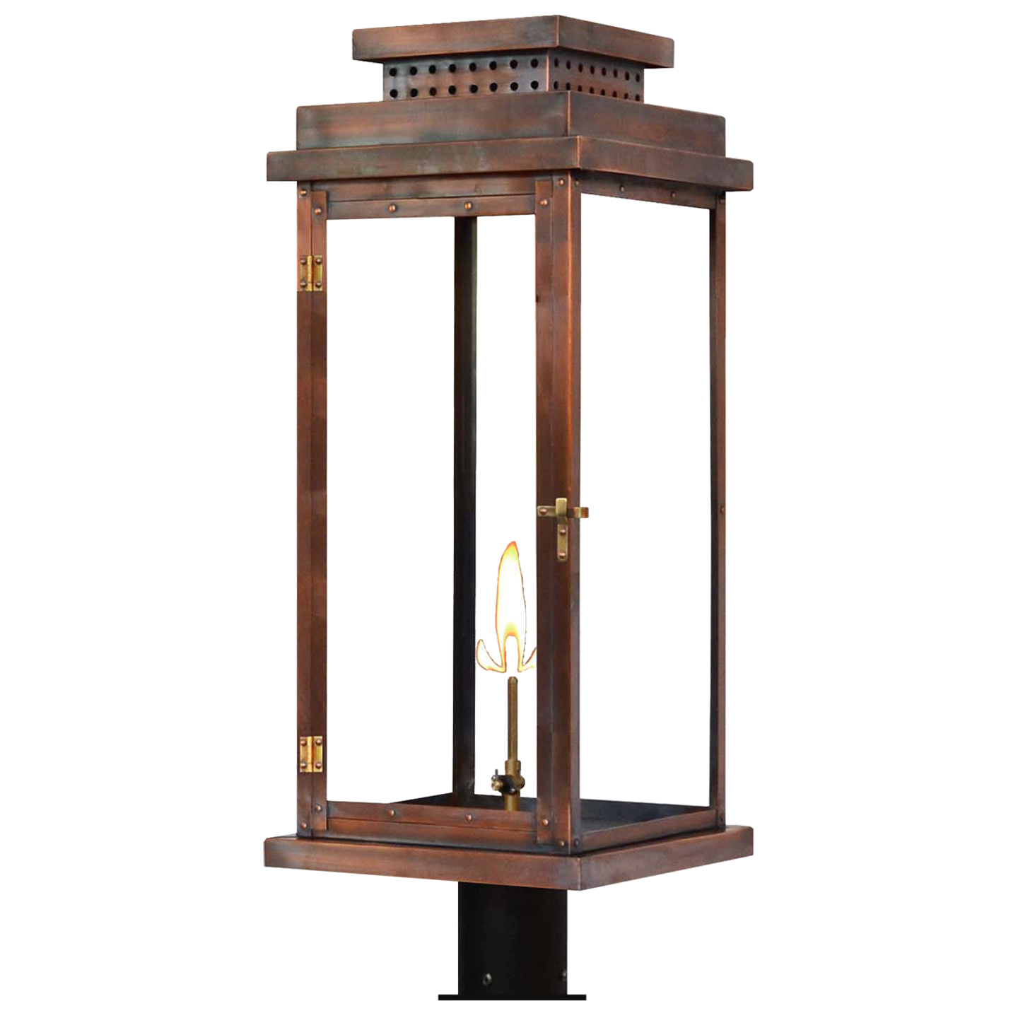 Contempo 31" Post Lantern in Antique Copper, Gas
