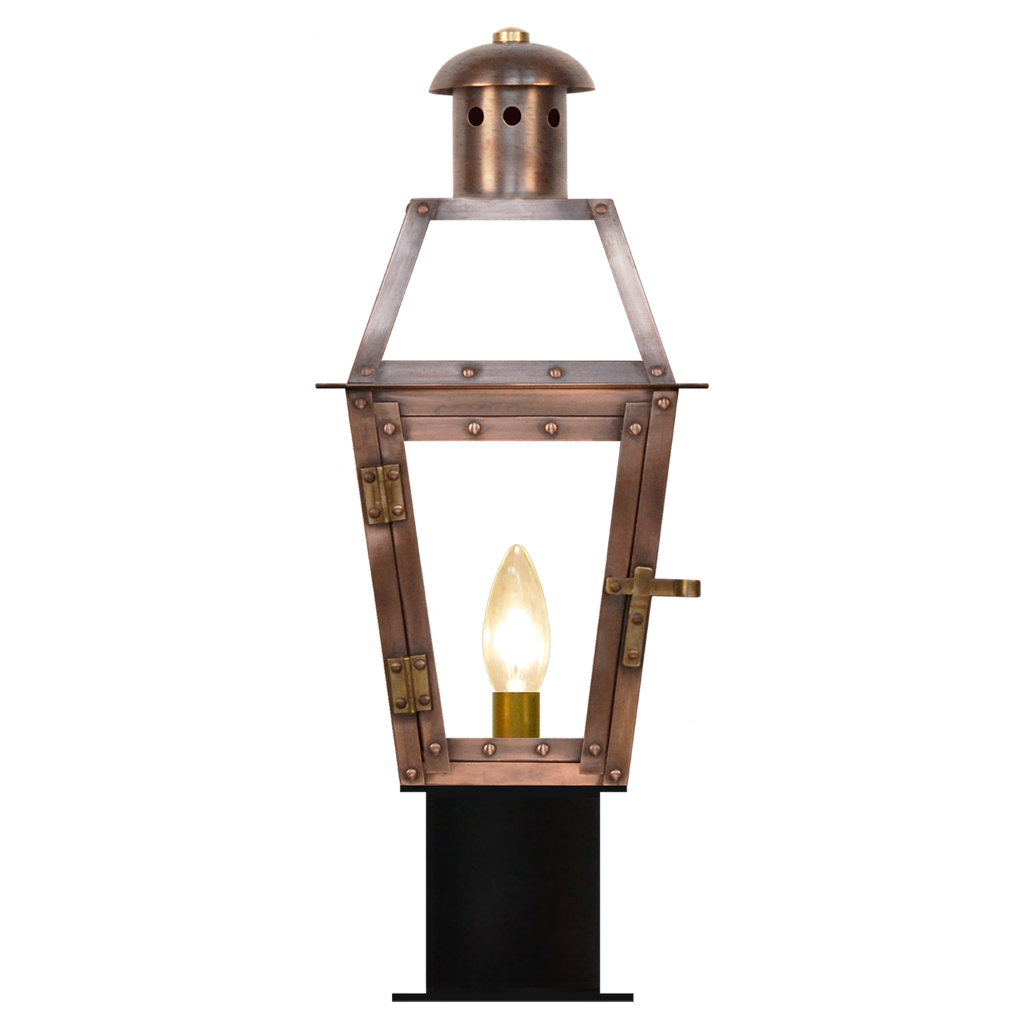 Georgetown 15" Post Lantern in Antique Copper, Electric