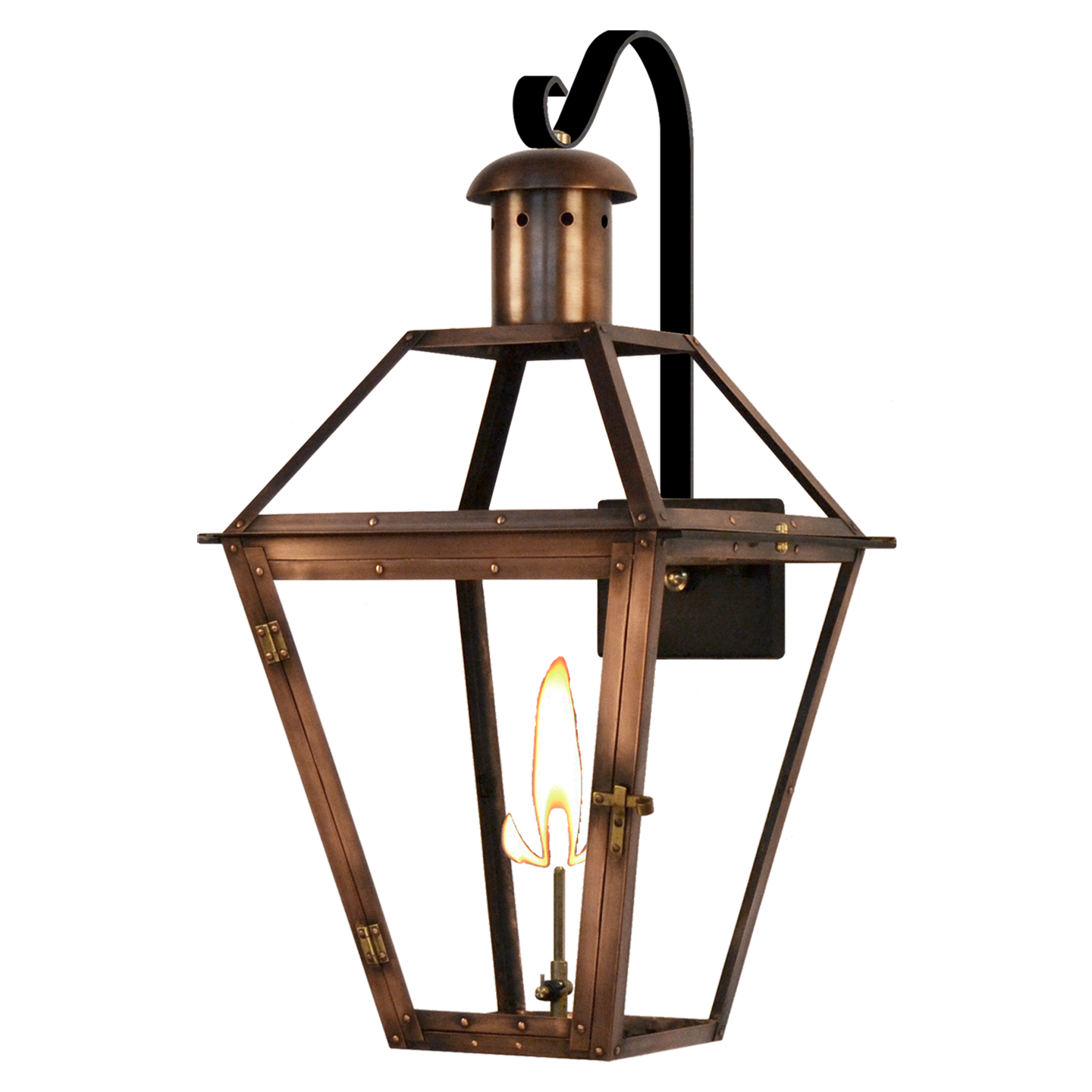 Georgetown 15" Farmhouse Hook Wall Lantern in Antique Copper, Gas