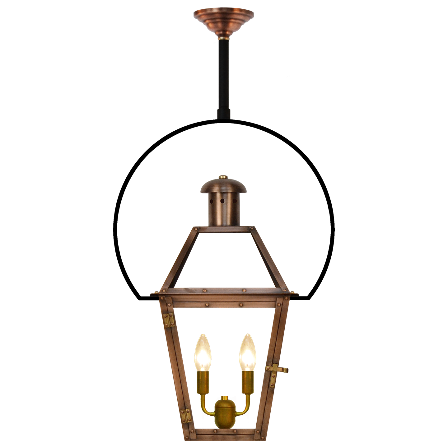 Georgetown 18" Yoke Ceiling Lantern in Antique Copper, Electric