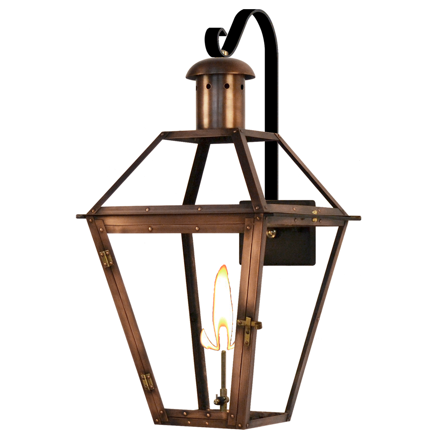 Georgetown 18" Farmhouse Hook Wall Lantern in Antique Copper, Gas
