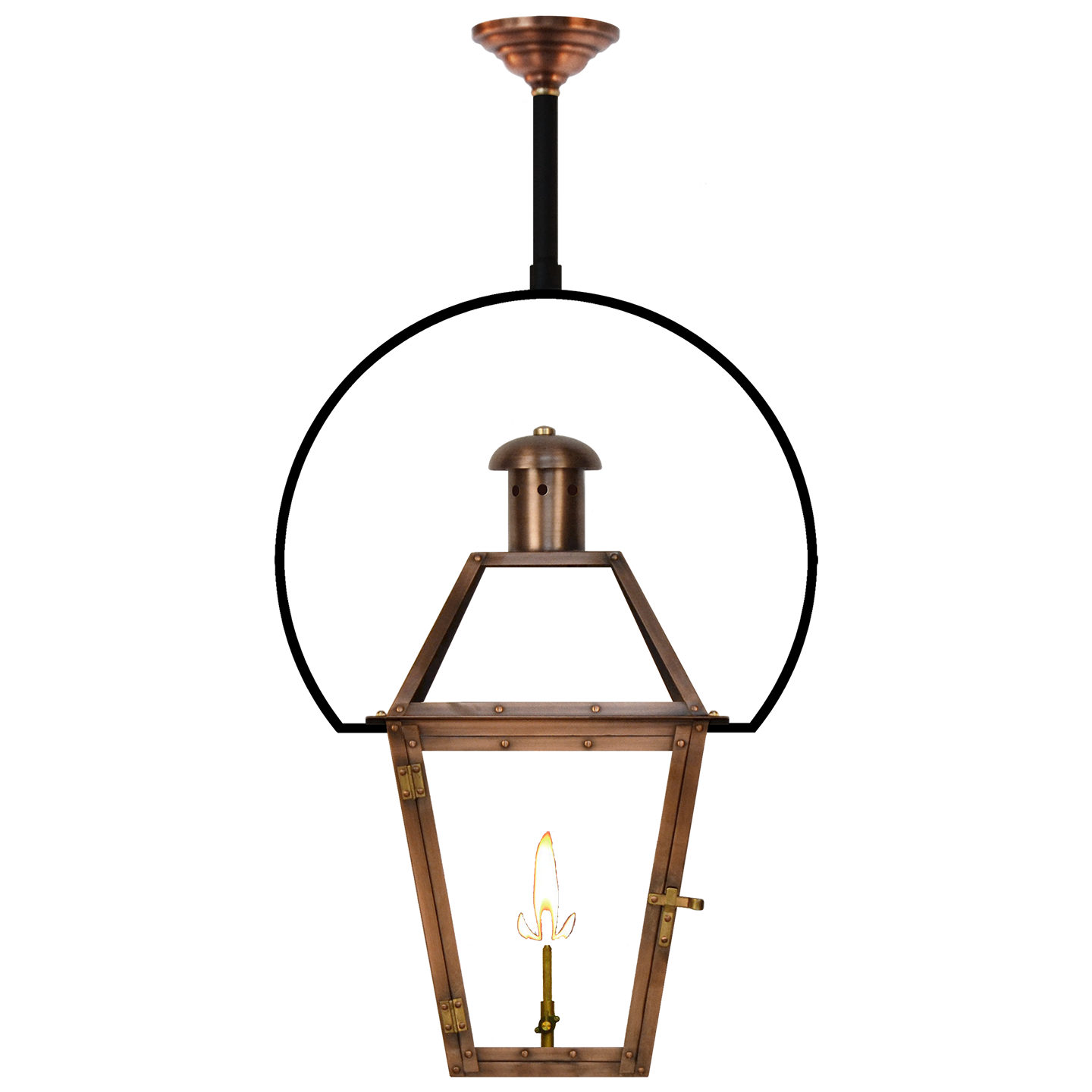 Georgetown 20" Yoke Ceiling Lantern in Antique Copper, Gas