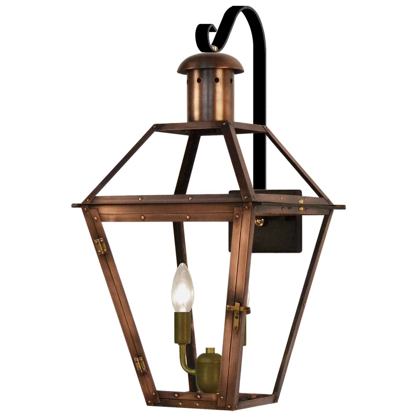 Georgetown 27" Farmhouse Hook Wall Lantern in Antique Copper, Electric