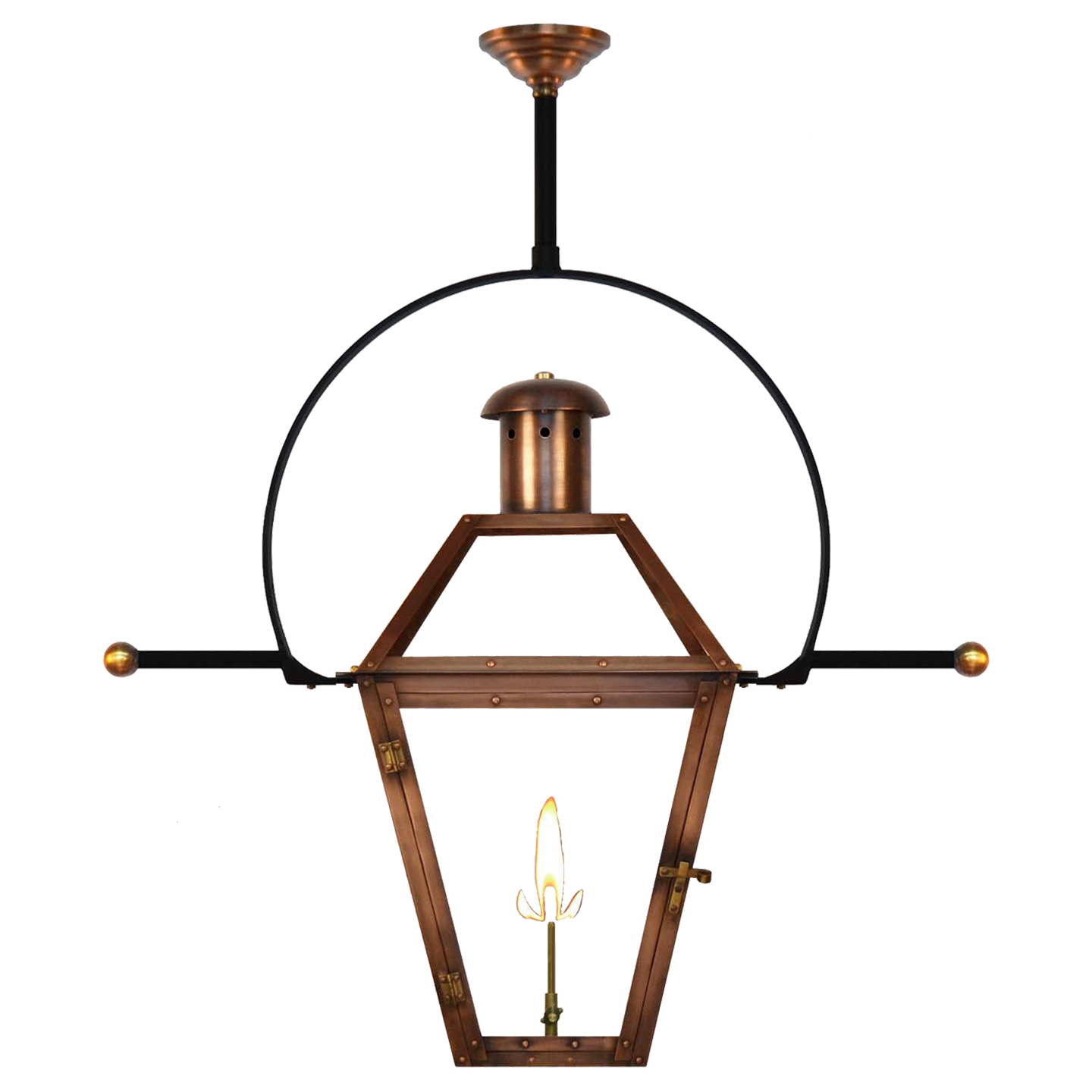 Georgetown 27" Classic Yoke Ladder Rest Ceiling Lantern in Antique Copper, Gas