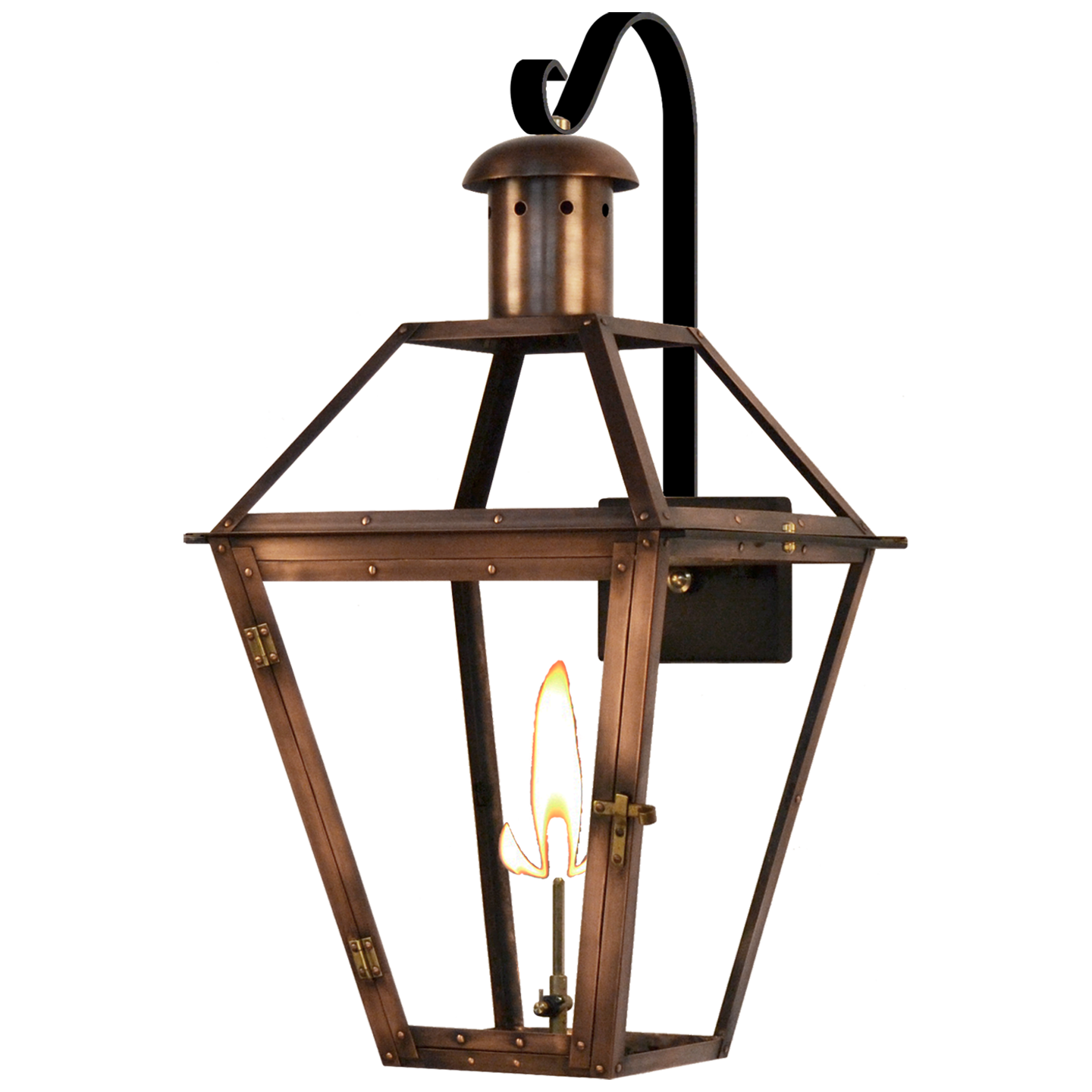 Georgetown 27" Farmhouse Hook Wall Lantern in Antique Copper, Gas, Propane Tip