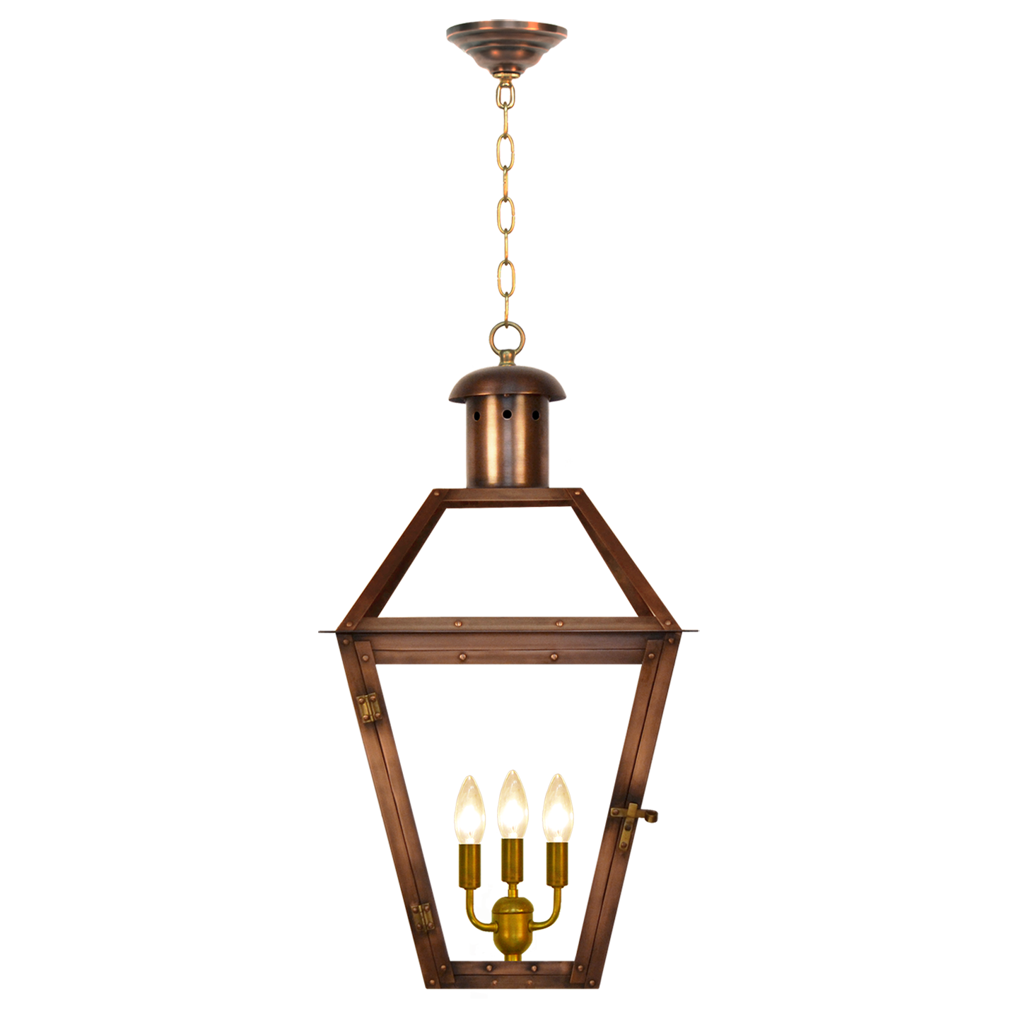 Georgetown 36" Chain Mount Ceiling Lantern in Antique Copper, Electric