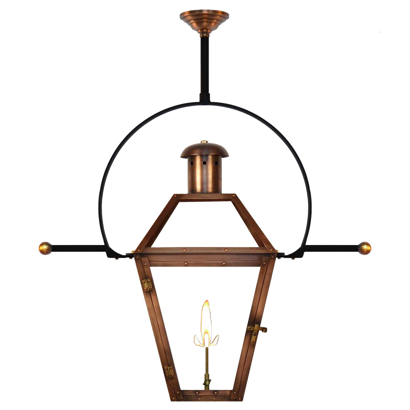 Georgetown 36" Classic Yoke Ladder Rest Ceiling Lantern in Antique Copper, Gas