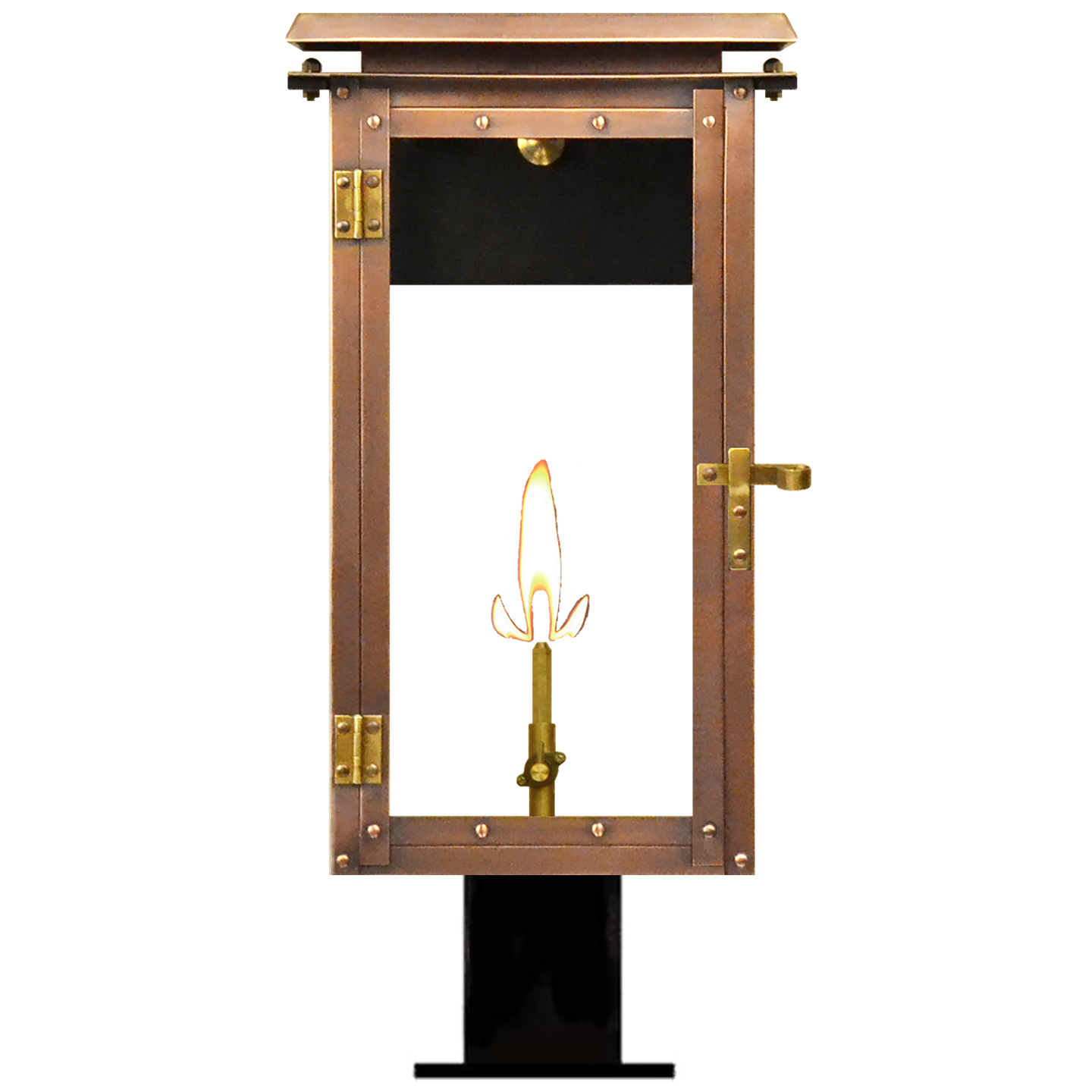 Hyland 14.5" Post Fitter Lantern in Antique Copper, Gas Propane Tip