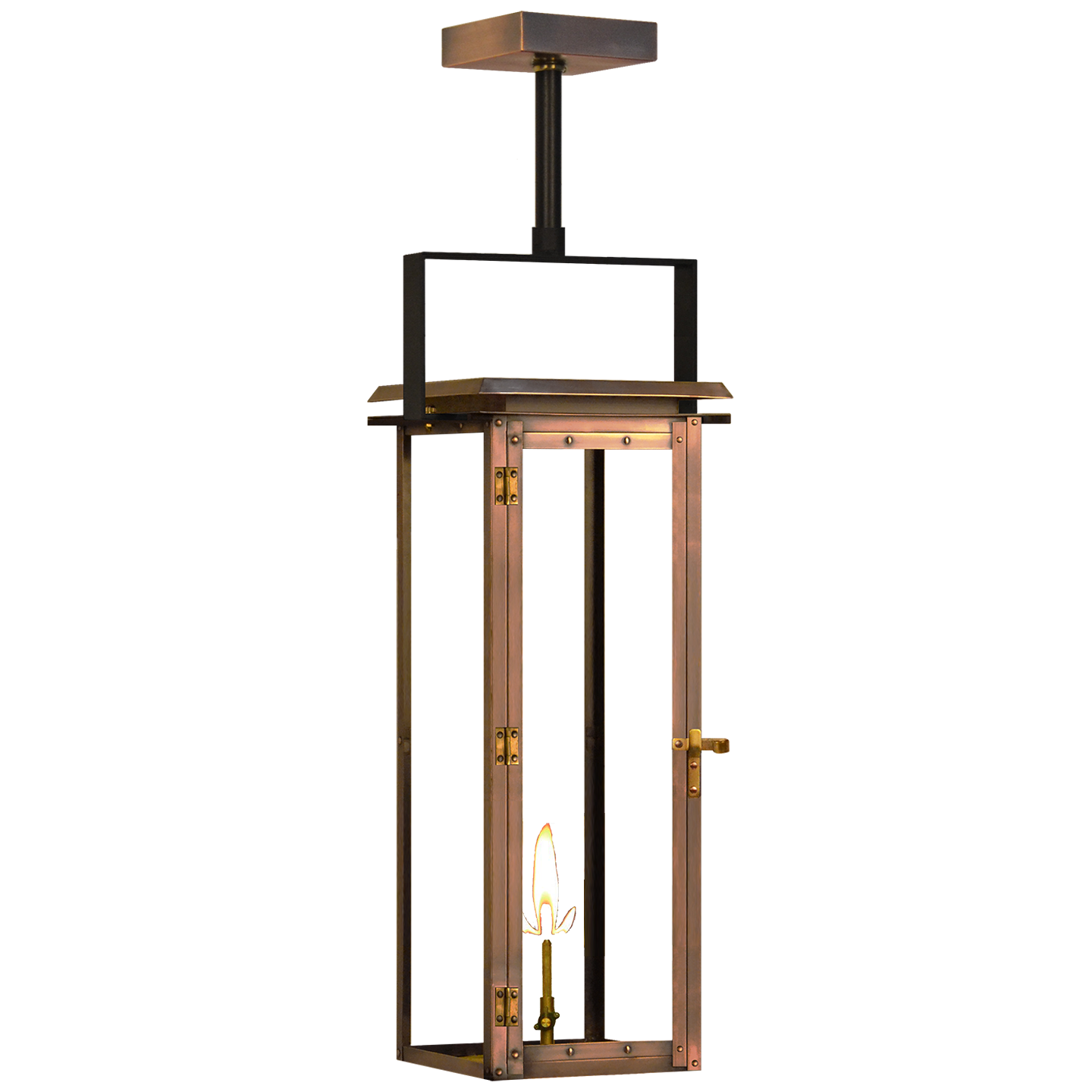 Hyland 20.5" Contemporary Yoke Lantern in Antique Copper, Gas